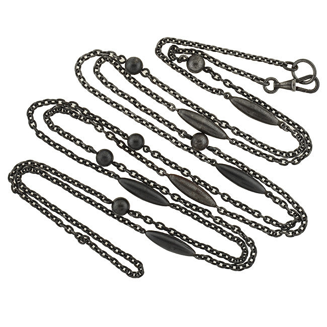 Early Victorian Gunmetal Ball & Bullet Link Chain 63