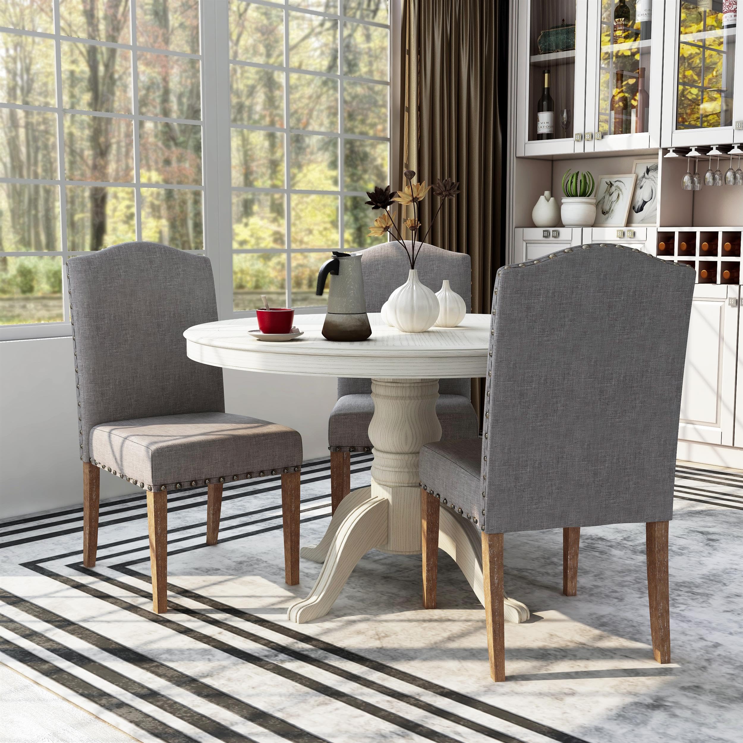 Furniture of America Diez Fabric Padded Side Chairs in Natural - Set of 2 Comfortable Dining Chairs for Kitchen, Dining Room & Office | Modern Upholstered Accent Chairs