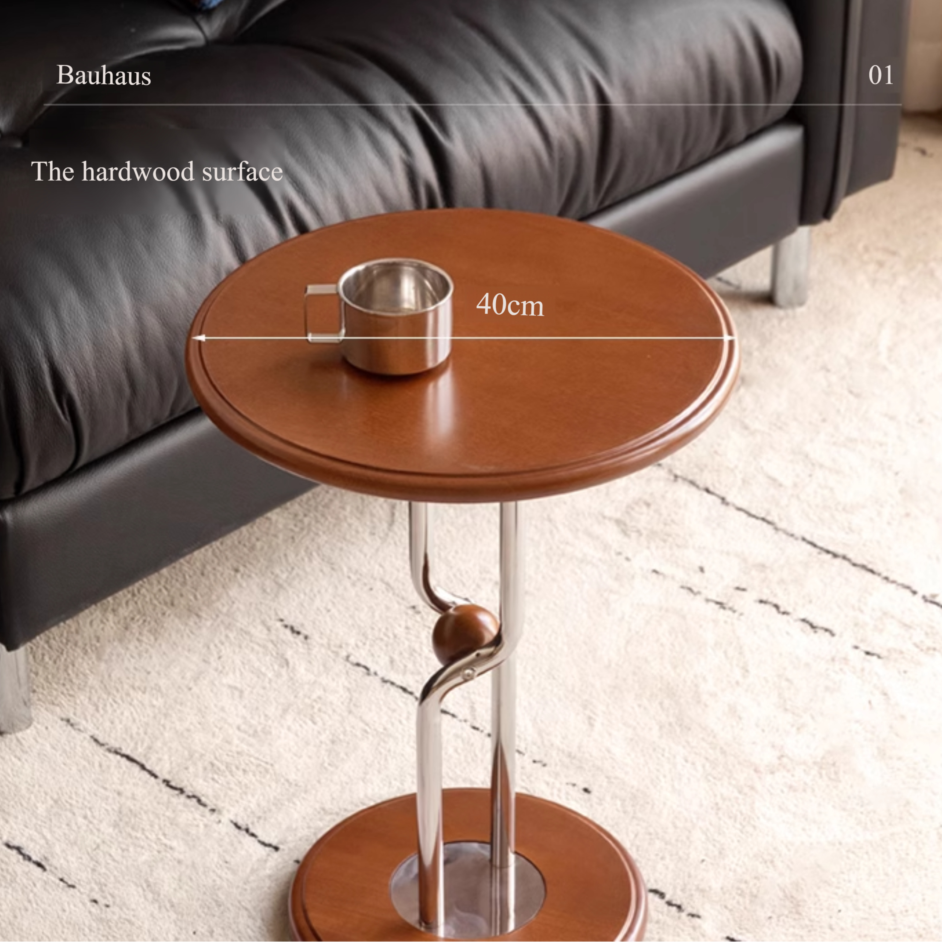 Modern Poplar Solid Wood Bauhaus Style Side Table - Minimalist Nightstand, End Table for Living Room, Bedroom, or Office - Perfect for Coffee, Books, and Decor