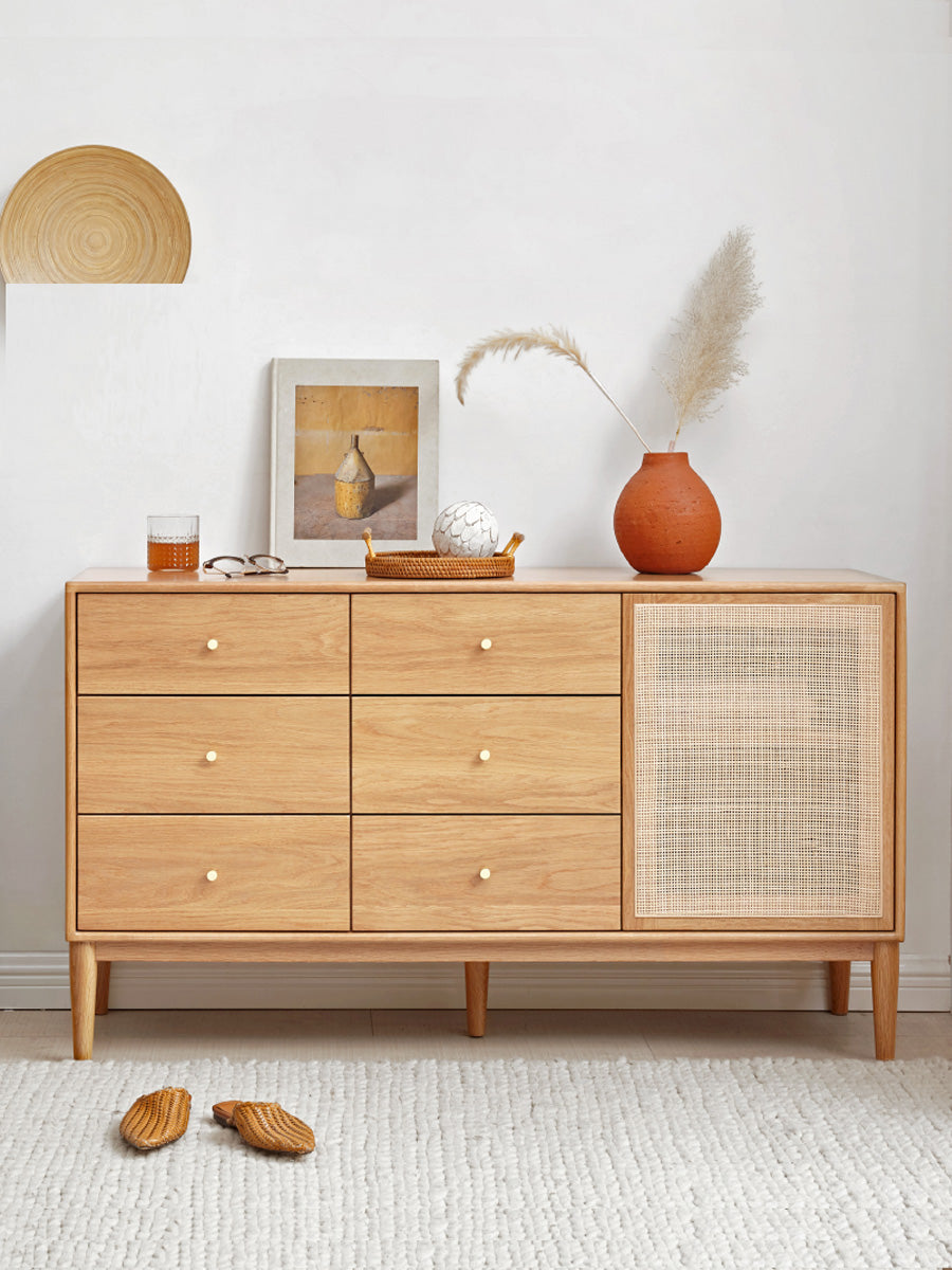 Solid Oak Wood Storage Cabinet with Doors - Organize Your Home, Office, or Closet - Perfect for Bedroom, Living Room & Entryway Storage