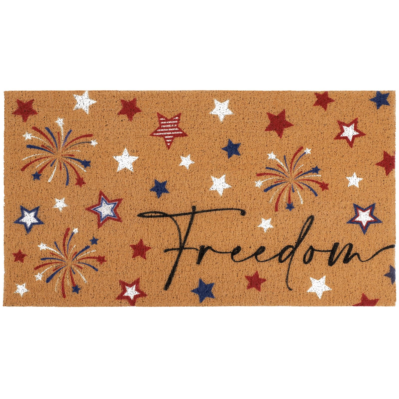 4th of July Patriotic Welcome Rug - 30 x 17 Inch Non-Slip Star Bathroom Mat for Front Door Entrance, Farmhouse Rustic Independence Day Decor - Perfect for Home, Porch, and Outdoor Celebrations (Freedom Theme)