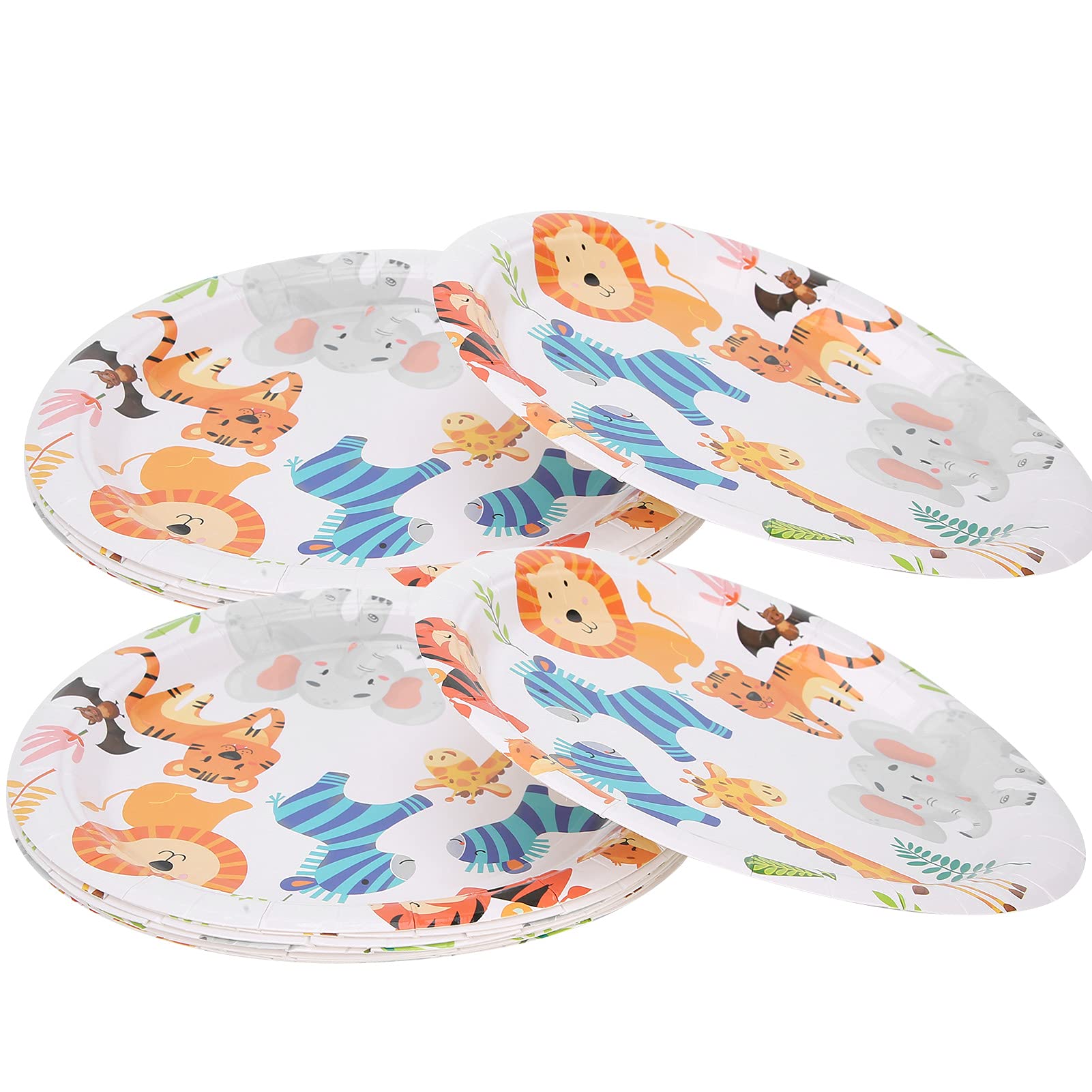20PCS Cartoon Animal Paper Plates - Lightweight Disposable Party Plates for Kids Birthday, Picnic, BBQ & Home Celebrations - Eco-Friendly Round Paper Plates for Easy Cleanup