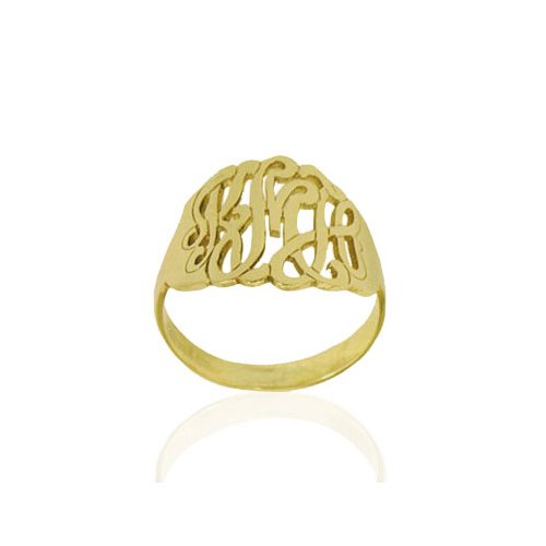 Custom Personalized Monogram Name Ring in Yellow Gold - Elegant Filigree Design for Women, Perfect for Gifts, Engagements & Special Occasions