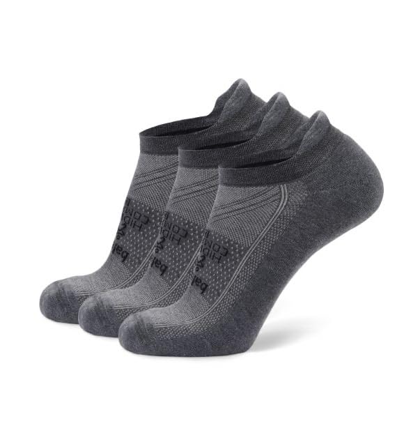 Balega Hidden Comfort Performance No Show Running Socks for Men & Women (3-Pack) - Breathable Athletic Socks for Marathon, Gym & Daily Wear - Mid Grey/Carbon, Large