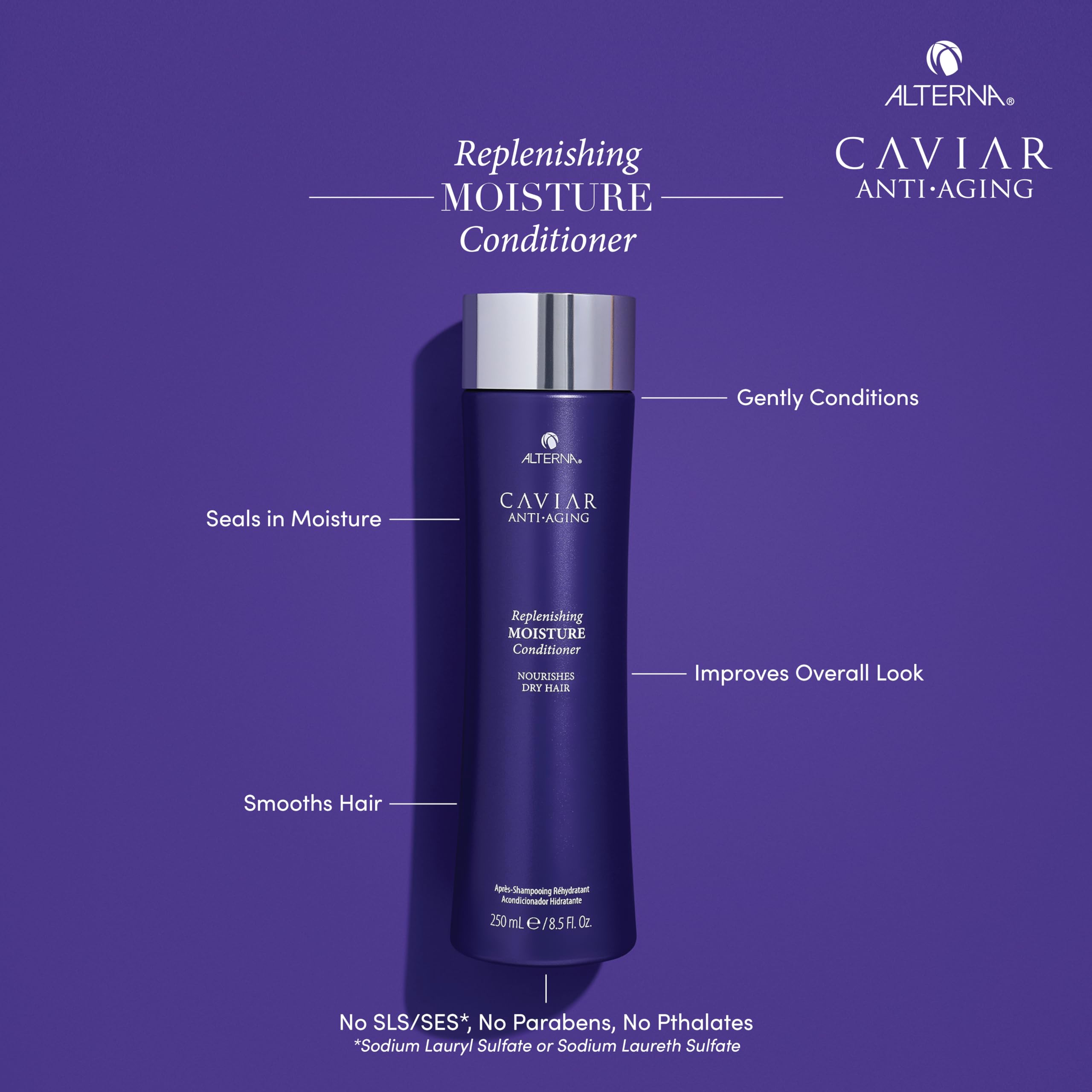 Alterna Haircare CAVIAR Anti-Aging Replenishing Moisture Shampoo & Conditioner Set - 16.5 Fl Oz | Sulfate-Free Formula for Hydration & Restoration | Perfect for Dry, Damaged Hair - Salon Quality Hair Care for Women & Men