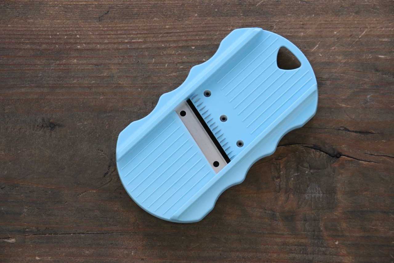 Mini BENRINER Japanese Mandoline Slicer (Blue) - Perfect for Thin Slicing Vegetables, Fruits & Cheese - Ideal for Salads, Garnishes & Meal Prep