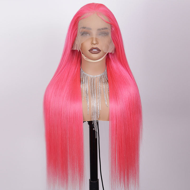 Eullair #613 Blonde Lavender Purple Pink Grey Straight Human Hair Wig with 13x4 Transparent Lace Frontal for Women | Perfect for Cosplay, Daily Wear & Special Occasions