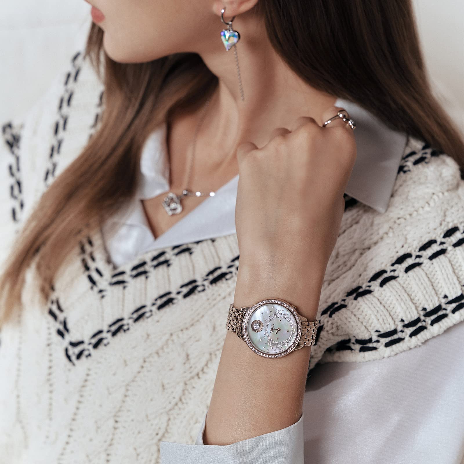 Luxury Crystal Women's Quartz Watch with Stainless Steel Band & Swiss Movement - Elegant Dress Watch for Women, Perfect Gift for Birthday, Anniversary & Formal Occasions