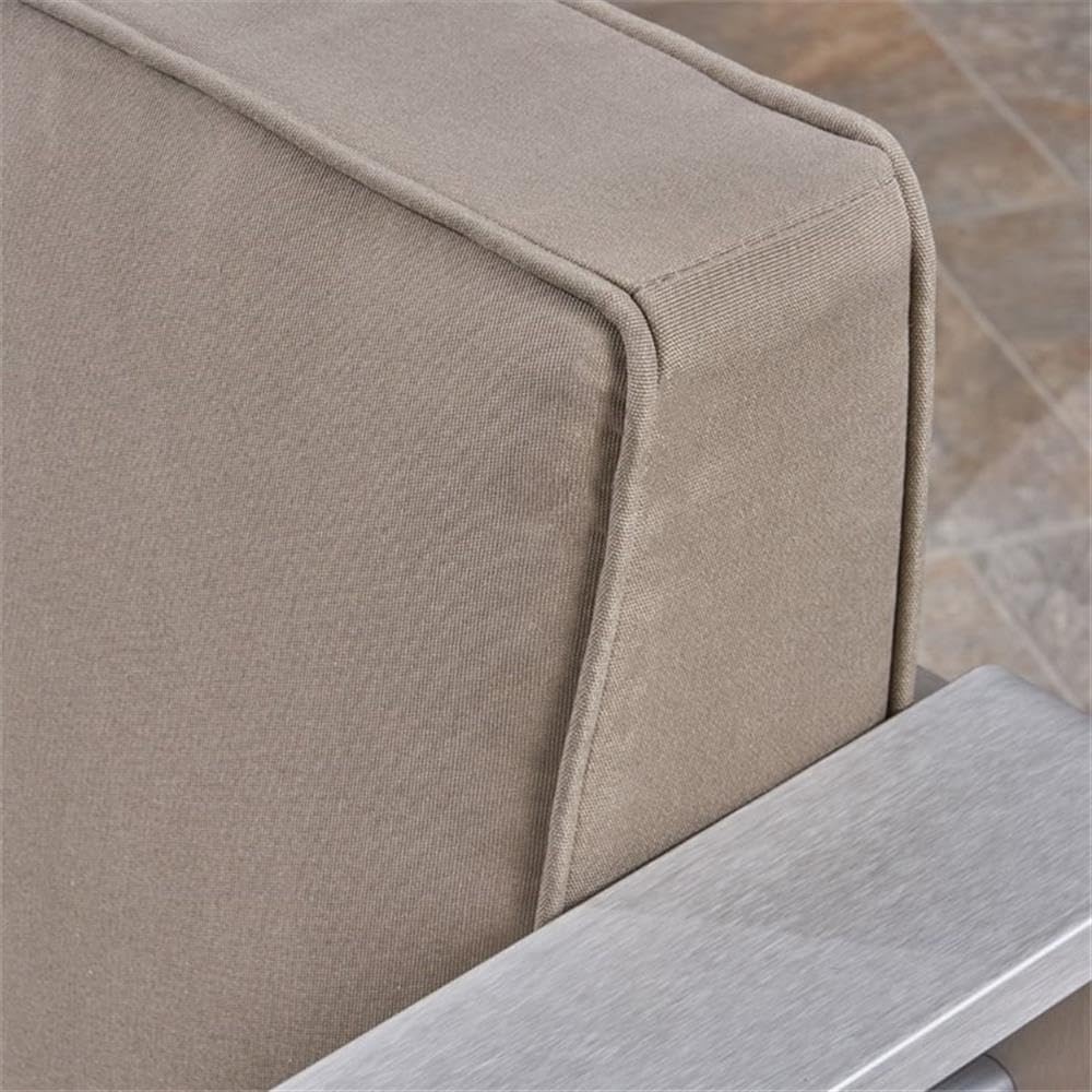 Noble House Cape Coral 5-Piece Outdoor Aluminum Sectional Sofa Set in Silver - Patio Furniture for Backyard, Poolside & Garden Relaxation