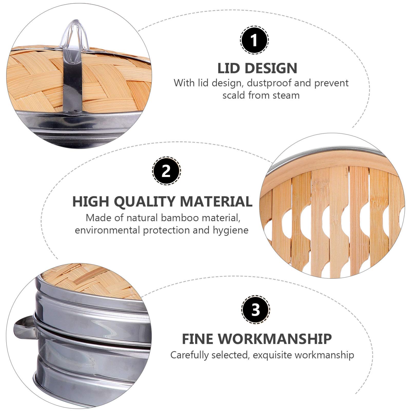 Hemoton Steamer Basket with Lid - Kitchen Gadget for Healthy Cooking