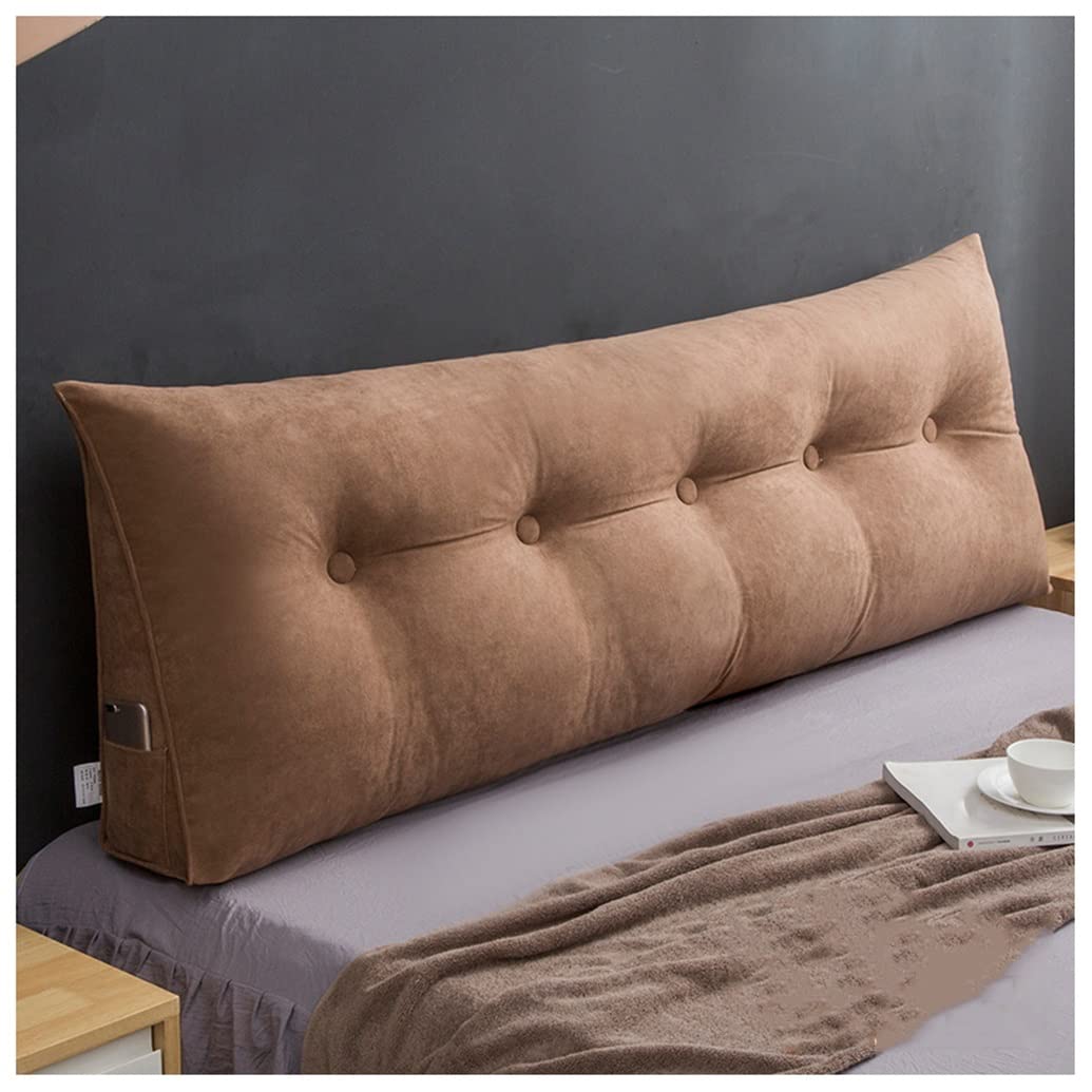 Triangular Reading Pillow for Bed - Large Wedge Bolster Cushion with Removable Cover | Backrest Headboard Support (47 Inch, Champagne Camel) - Perfect for Reading, Watching TV & Relaxing in Bed