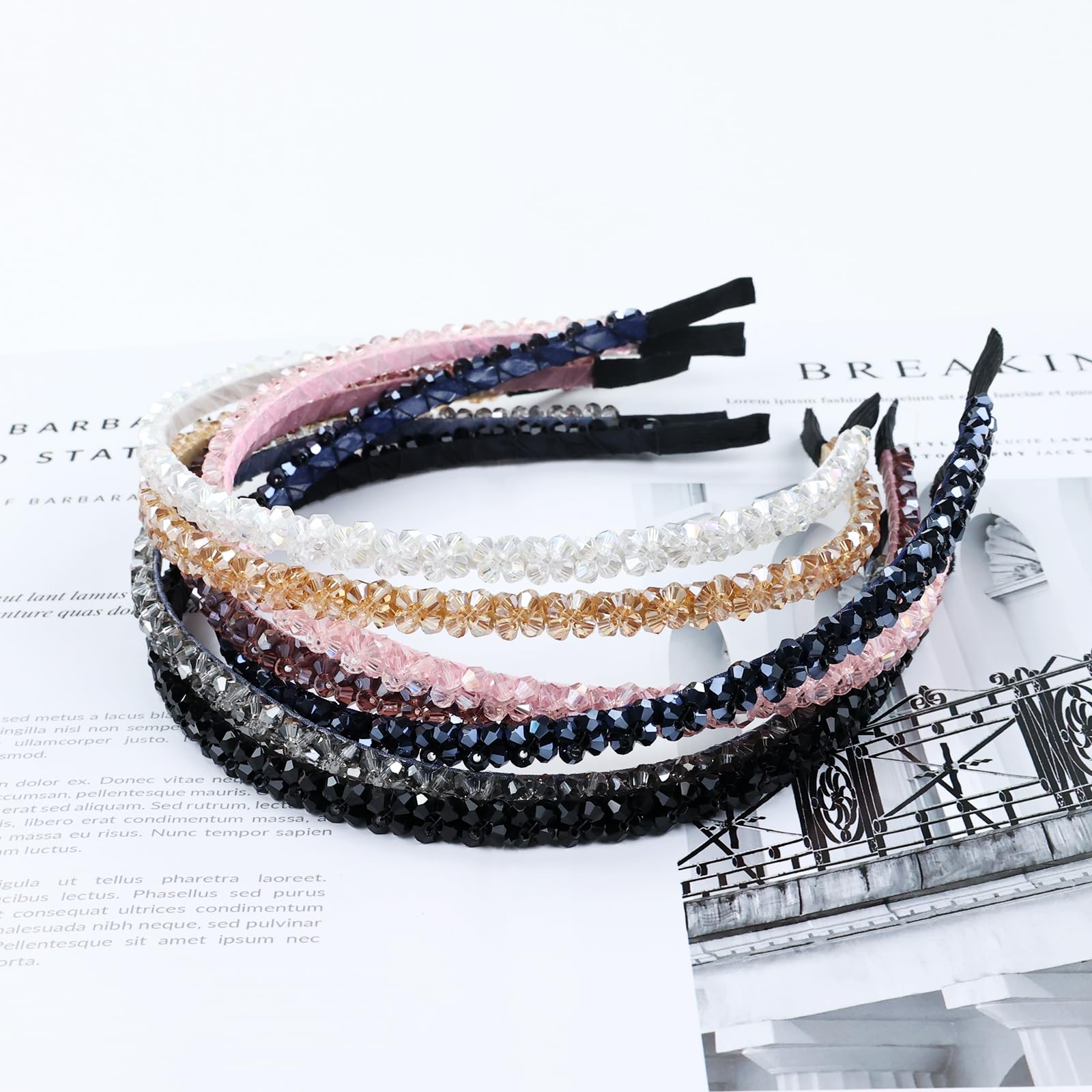 7-Piece Glitter Double Row Crystal Headbands Set - Sparkling Hair Hoops for Women & Girls - Perfect for Parties, Weddings, and Special Occasions
