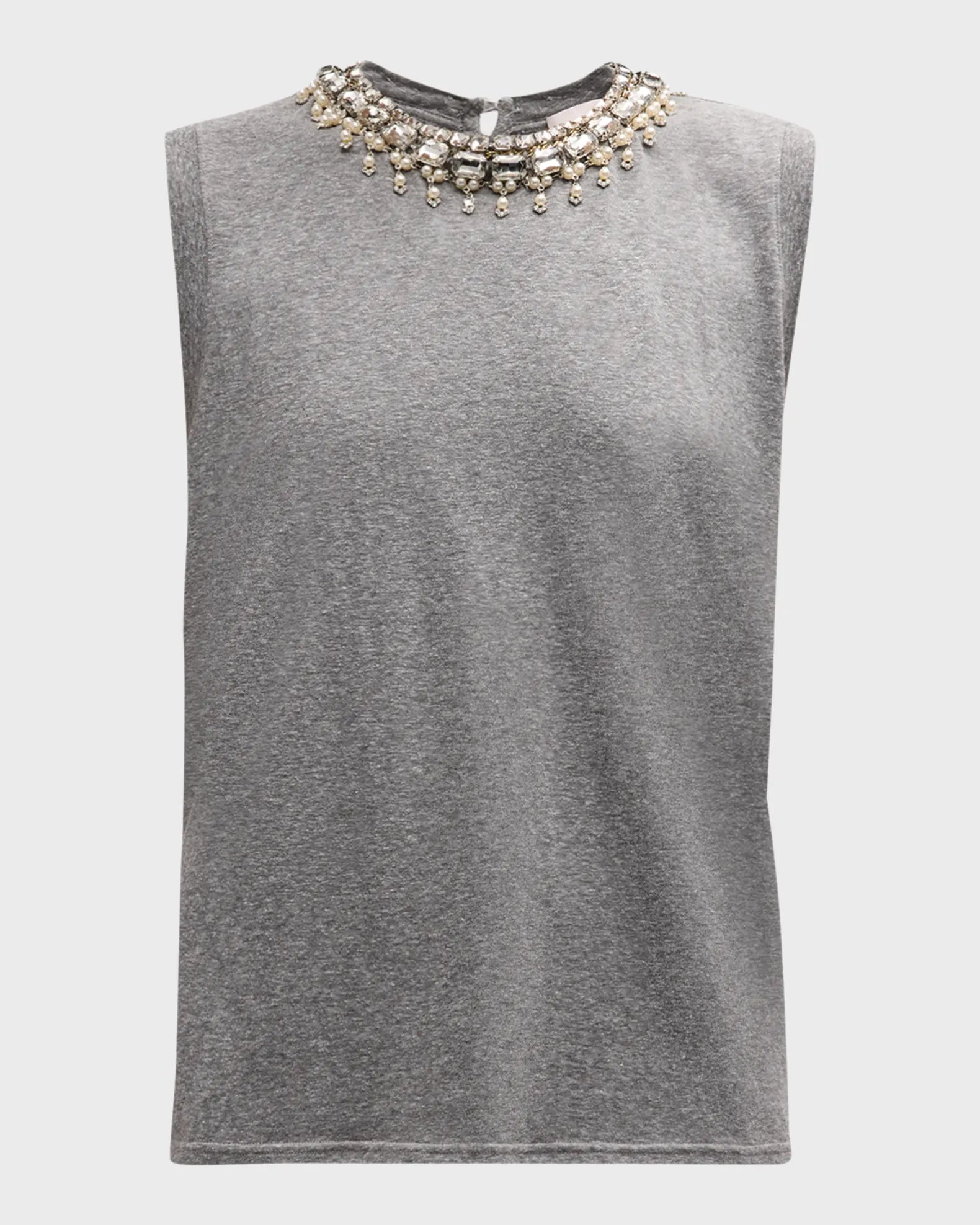 Brielle Embellished Women's Blouse - Heather Grey Chic Tunic Top for Casual Wear, Office & Date Night Outfits