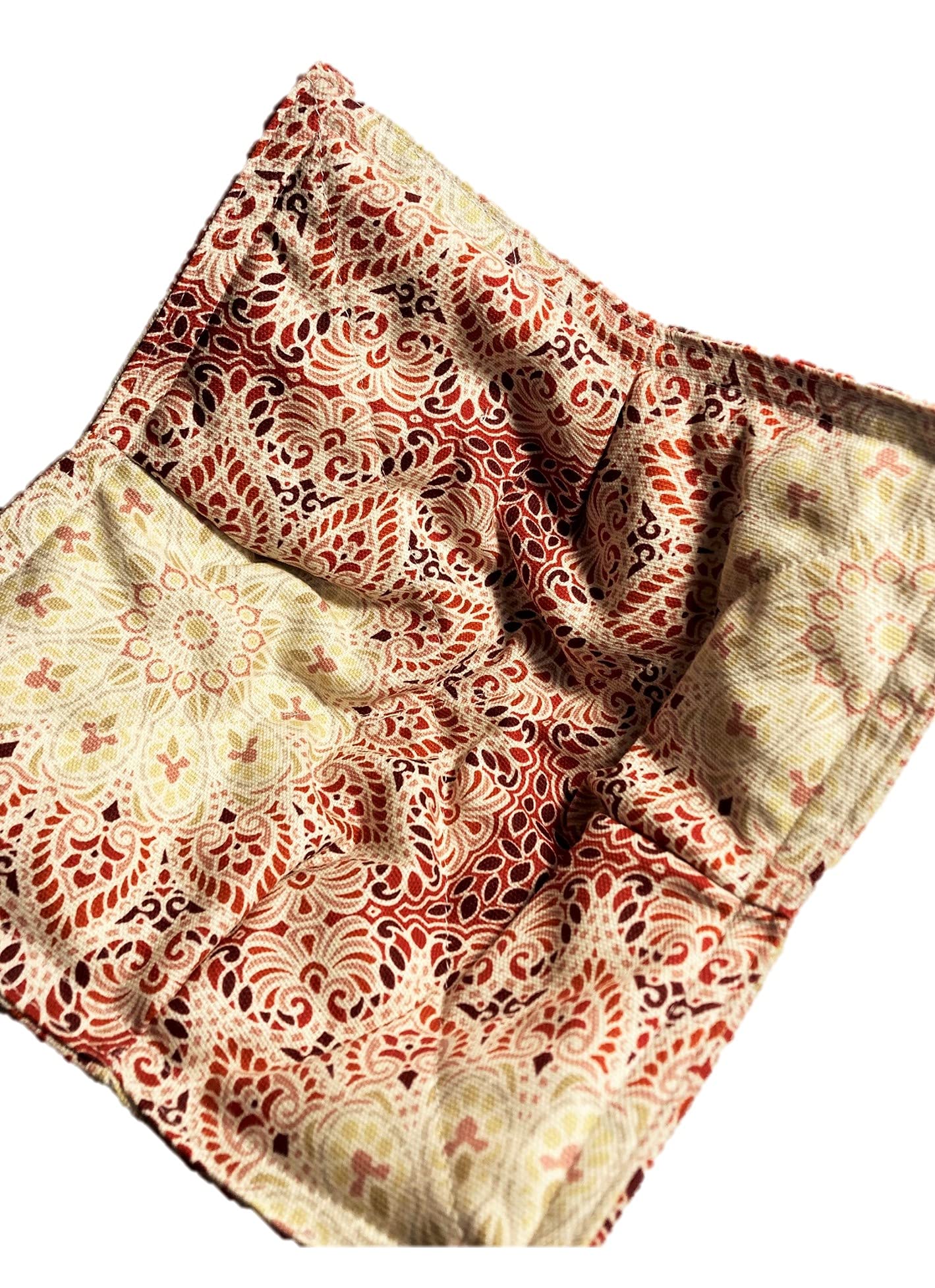 Set of 2 Mandala Print Cotton Bowl Cozies - Microwave & Oven Safe Hot Pads for Bowls (8.5 Inch) - Cranberry Red with Beige Design - Perfect for Serving Hot Soups, Stews, and Baking Dishes