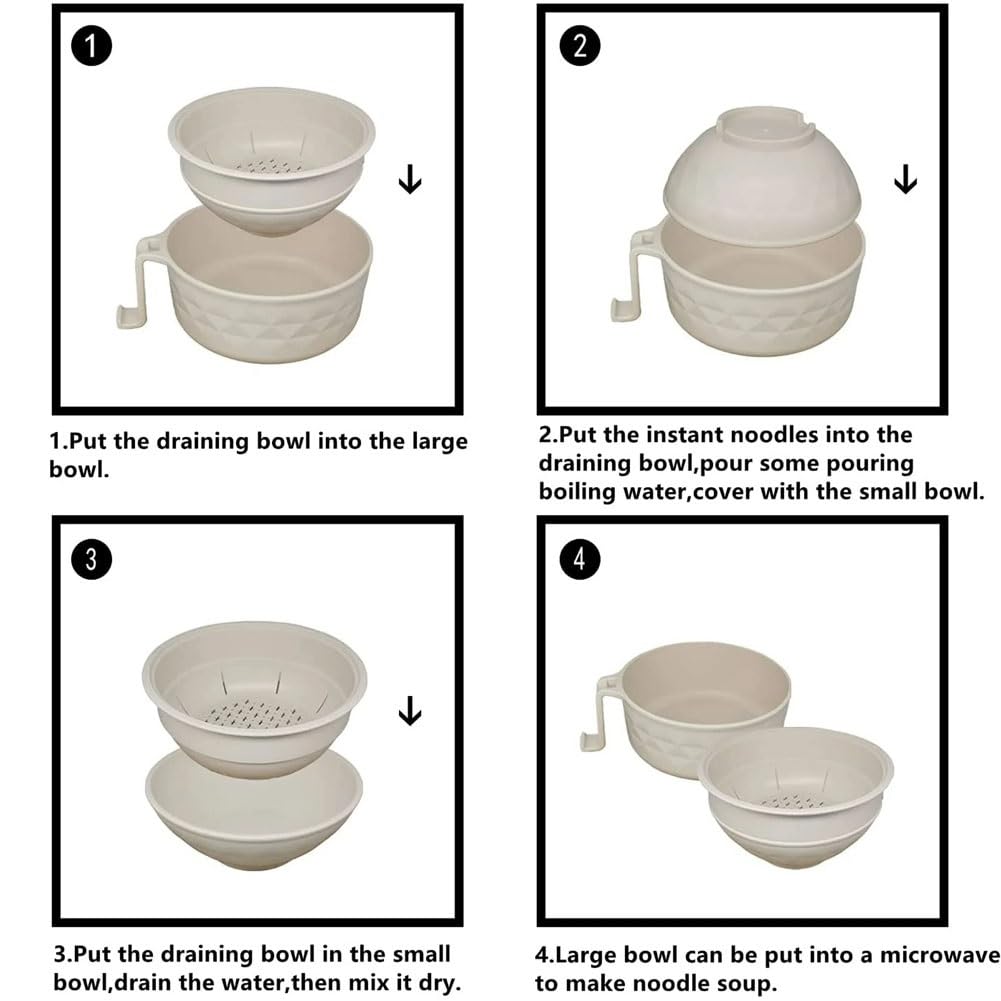 6-Piece Reganew Microwave Safe Ramen Noodle Bowls Set with Lids - Includes Handles, Spoon & Chopsticks - Large Soup Cups for College Dorm, Office Lunch & Quick Meals - BPA-Free & Dishwasher Safe (Blue)