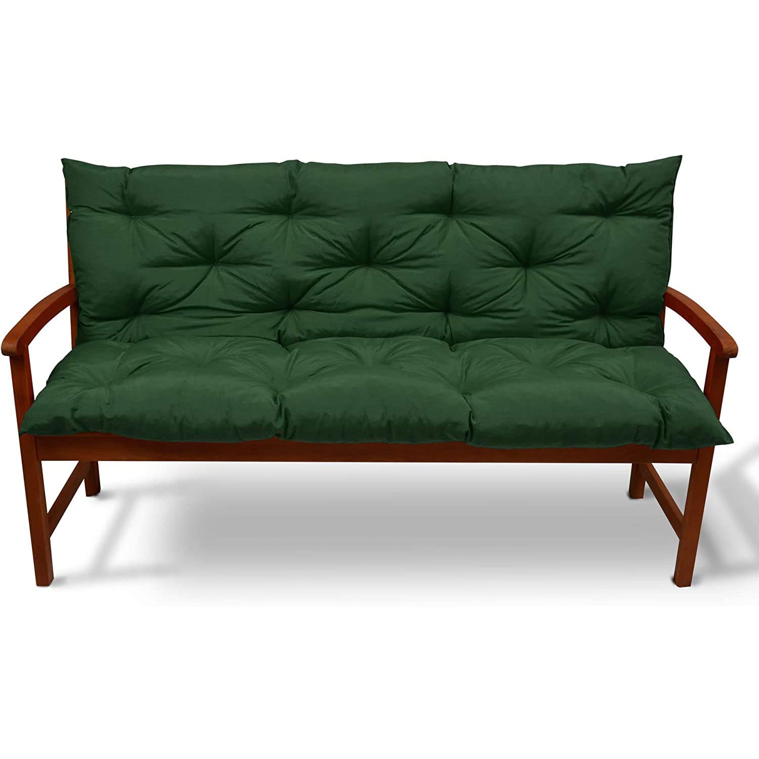 Waterproof Outdoor Bench Cushions with Backrest - 40 x 40 Inch Dark Green Replacement Cushions for Porch Swings, Patio Furniture, and Garden Benches (2 or 3 Seater) - Perfect for Backyard, Deck, and Outdoor Relaxation