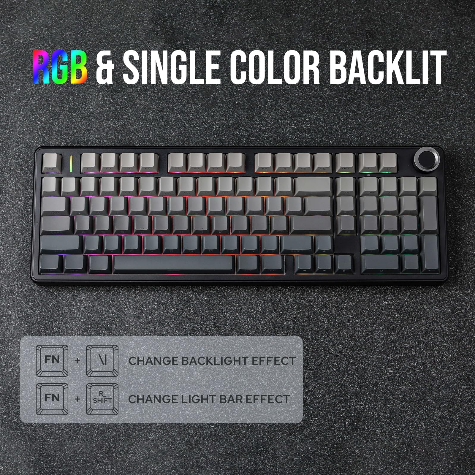 EPOMAKER X Aula F99 PRO Wireless Mechanical Gaming Keyboard - Hot Swappable Custom Keyboard with 8000mAh Battery, RGB Backlit, 2.4GHz/Type-C/BT5.0 Connectivity (Black Gradient) - Perfect for PC Gaming, Office Work & Typing Enthusiasts