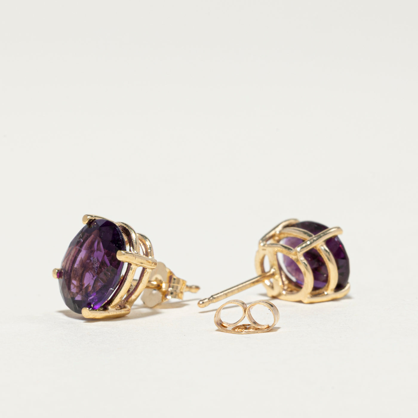 14K Gold Oval Amethyst Stud Earrings - 3.00ctw Genuine Gemstone Jewelry for Women | Perfect for Valentine's Day, Anniversary & Birthday Gifts