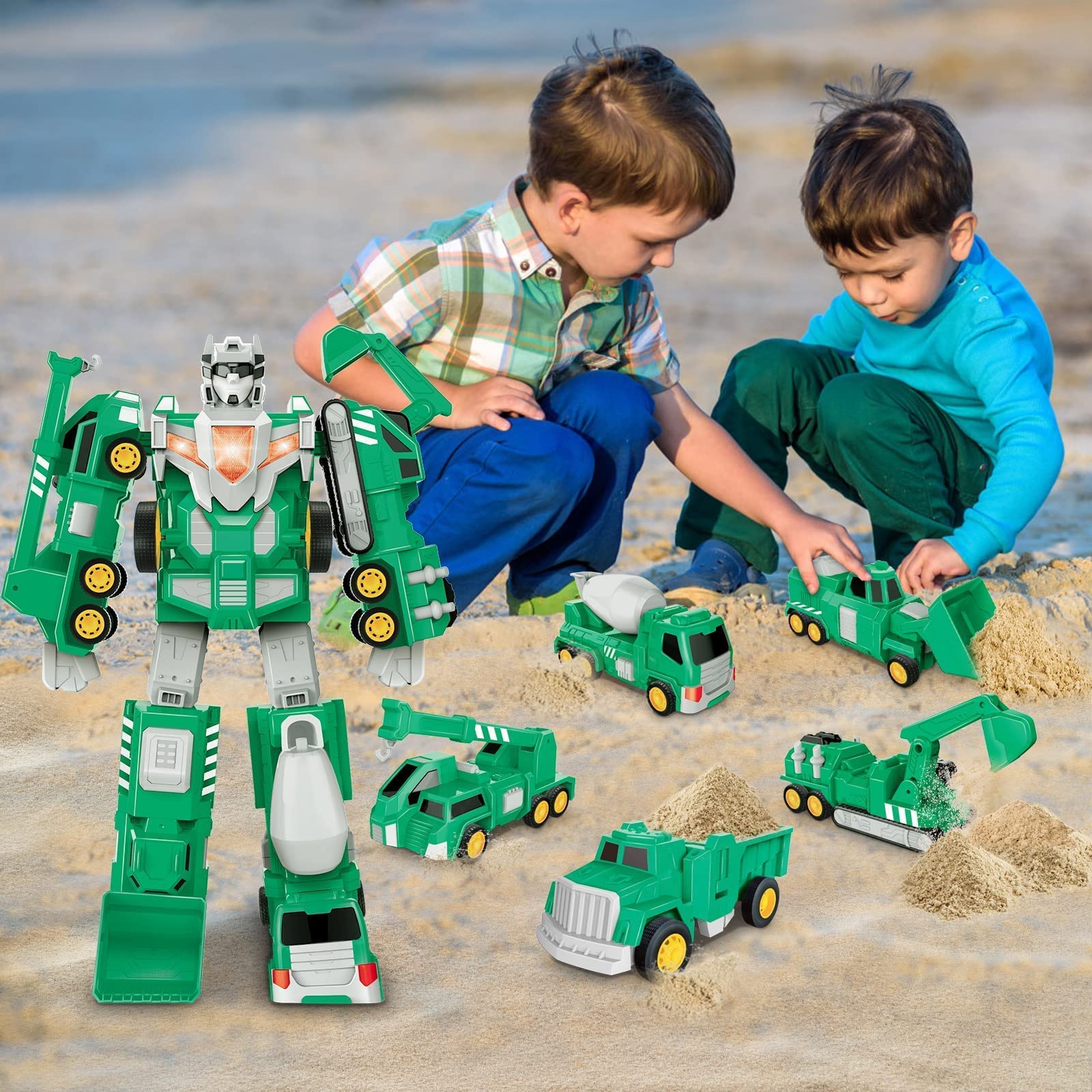 Laradola Transformable Construction Robot Toy Cars with Take Apart Dinosaur - STEM Learning Toys for Boys & Girls Ages 3-8 | Perfect for Birthday, Christmas Gifts & Pretend Play Scenes