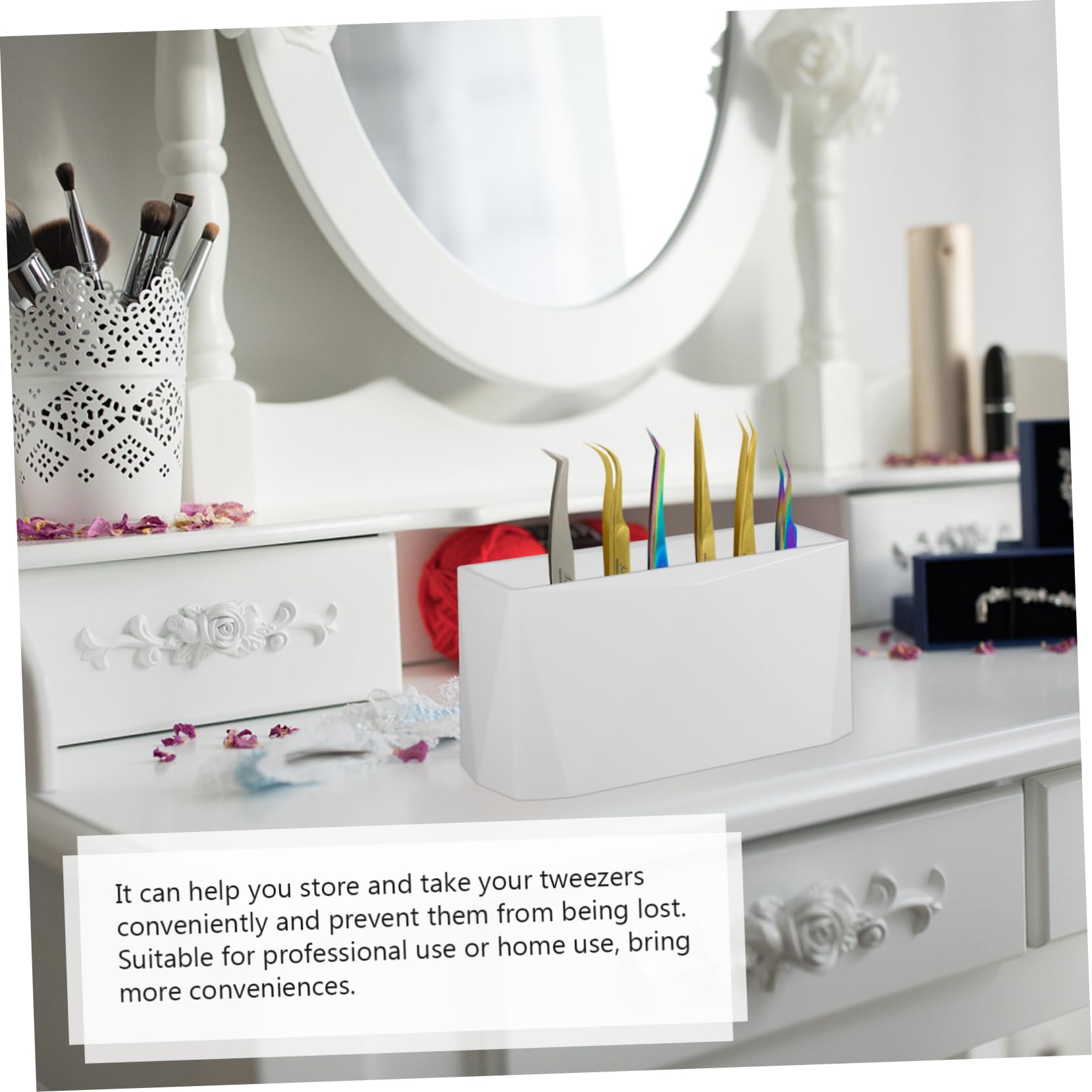 6-Slot Lash Tweezer Stand - Professional Eyelash Extension Tool Holder & Makeup Organizer (White) - Perfect for Salon, Spa & Home Beauty Storage