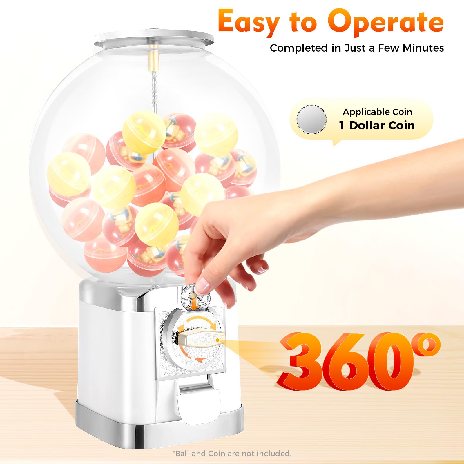**Mini Candy Gumball Vending Machine - White | Toy & Capsule Dispenser for Business | Perfect for Parties, Events & Retail Stores | Only $1**