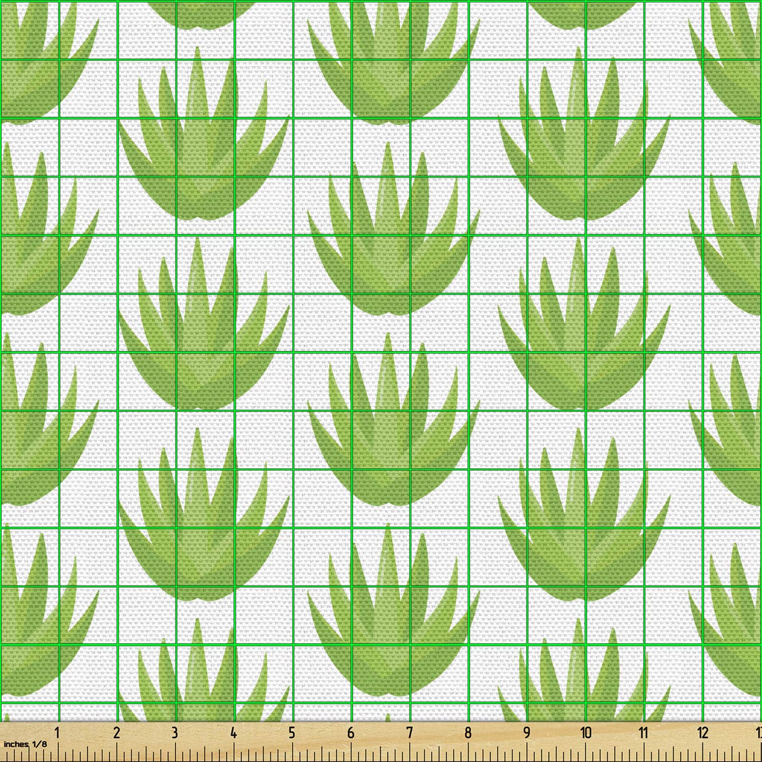 Ambesonne Agave Fabric by The Yard - Cactus Exotic Plant Digital Print Upholstery Fabric for Sofa, Curtains & Home Decor - 10 Yards White & Lime Green - Perfect for Bohemian & Desert Themed Interiors