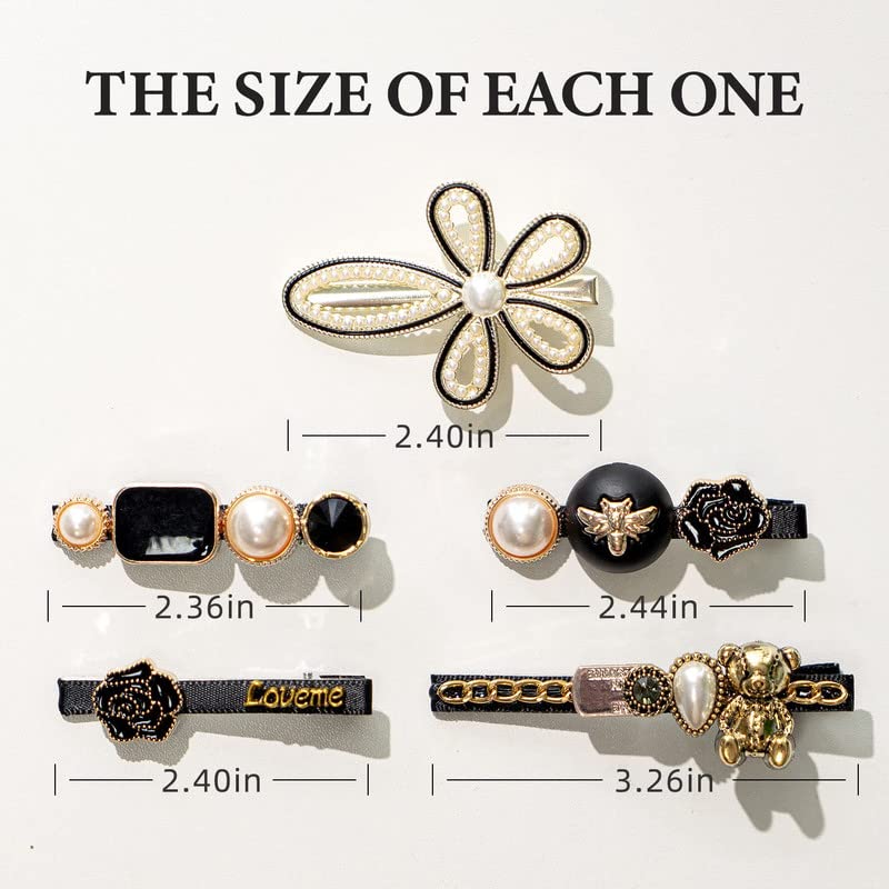 Belicia 5PCS Pearl Hair Clips for Women & Girls - Strong Hold Non-Slip Metal Hair Barrettes & Hairpins - Elegant Hair Accessories for Birthday, Valentine's Day Gifts - Perfect for Weddings, Parties & Everyday Use