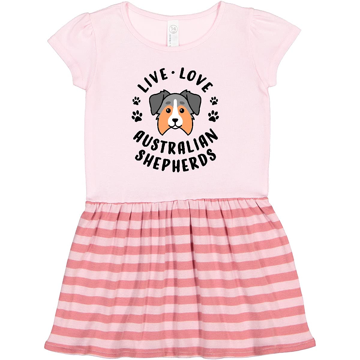 Inktastic Live Love Australian Shepherds Toddler Dress - Cute Dog Lover Outfit for Girls, Casual Playdate & Family Photo Outfits