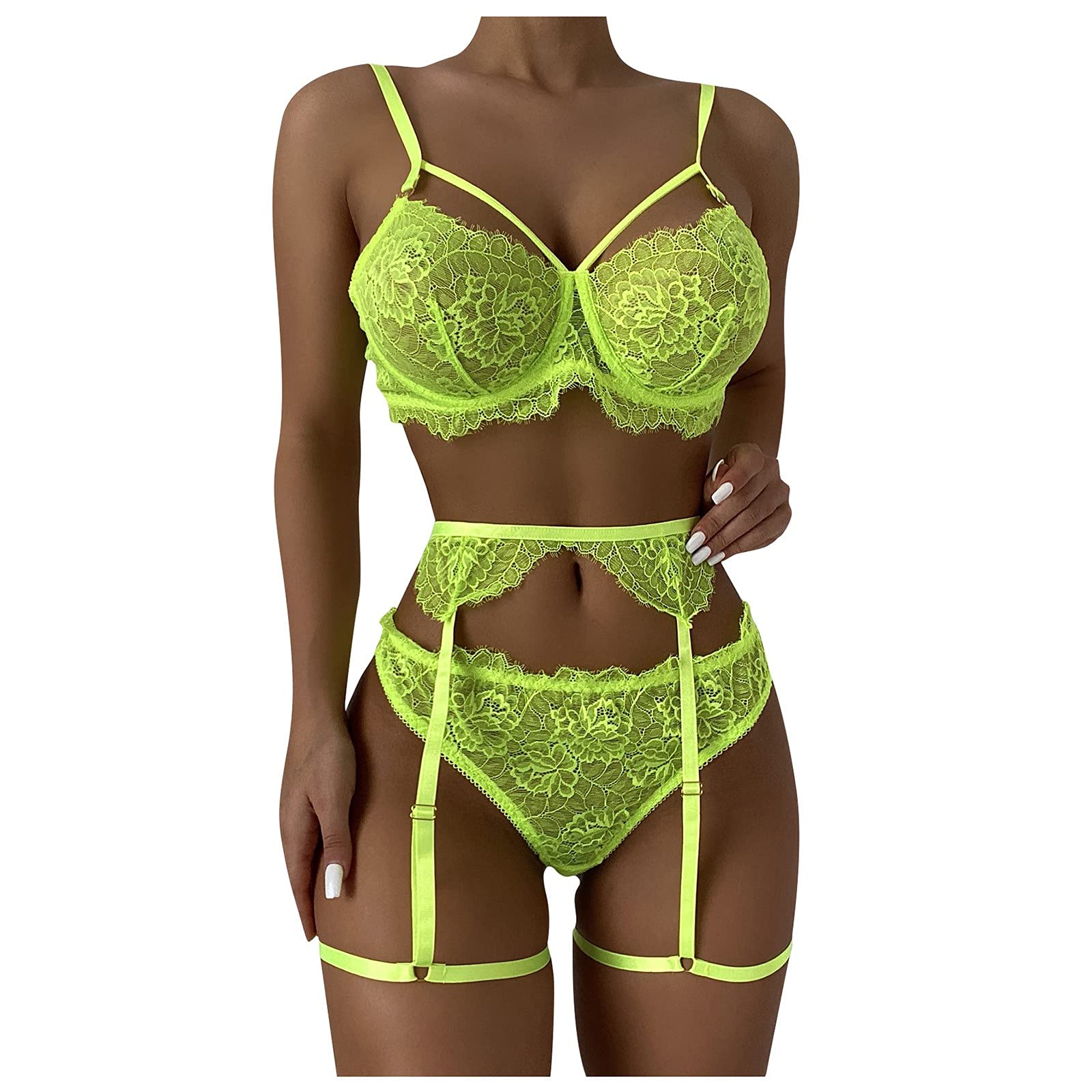 Mebamook Women's Sunflower Cutout Teddy Lingerie Set - Floral Embroidery Gauze Underwear, Sheer & Sexy Lingerie for Valentine's Day, Anniversary or Romantic Nights