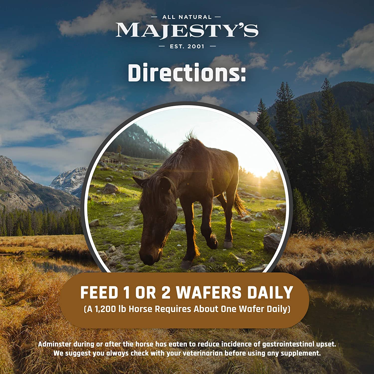 Majesty's BIO+ Biotin Wafers for Horses - Premium Hoof & Coat Supplement with Copper, Zinc, Lysine & Methionine (2 Pack, 120 Count) - Supports Healthy Hoof Growth & Shiny Coat for Show Horses & Performance Equines