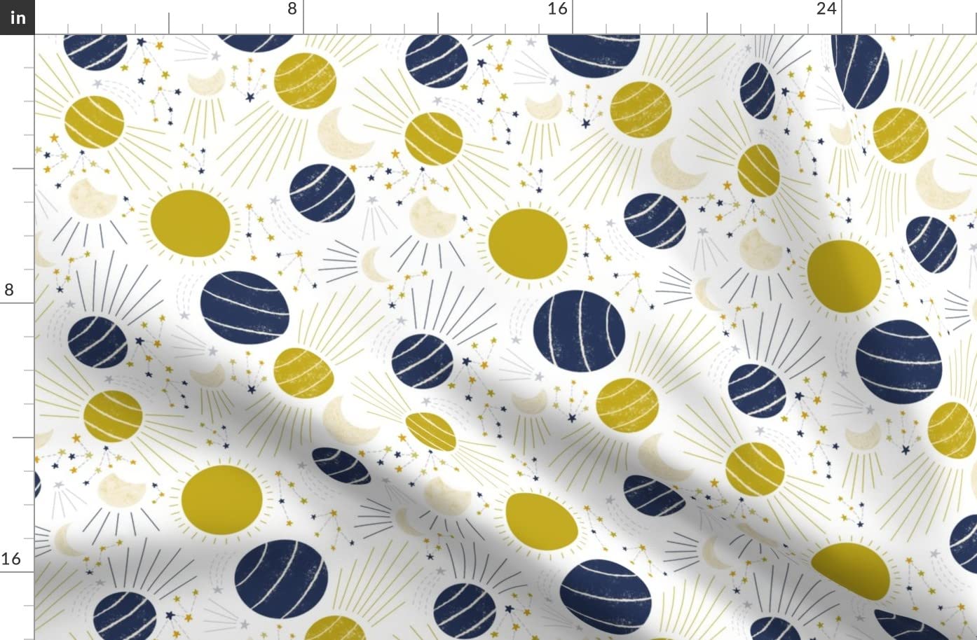 Space Planets Constellations Galaxy Printed Organic Cotton Sateen Fabric - Fat Quarter for Sewing, Quilting, Apparel & Home Decor | Perfect for Kids Room, DIY Projects & Outer Space Themed Decorations