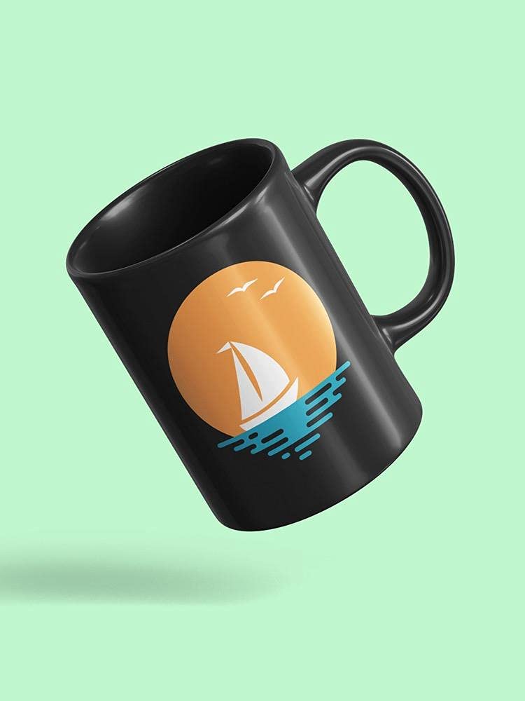 Boat and Sun Travel Mug - Insulated Stainless Steel Coffee Cup with Lid for Hot & Cold Drinks - Perfect for Camping, Hiking, and Outdoor Adventures
