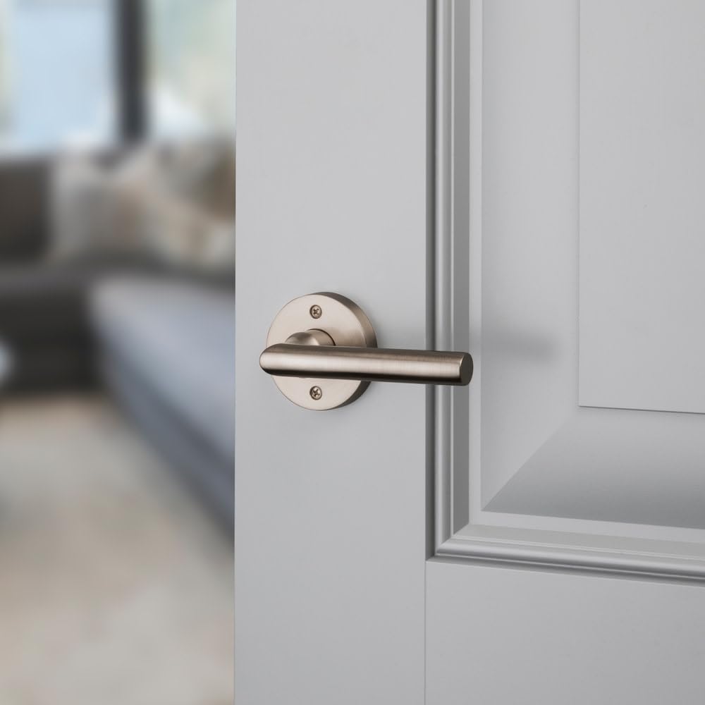 Baldwin PSTUBCRR190 Contemporary Round Rose Leverset - Premium Door Handle for Modern Homes | Ideal for Bedrooms, Bathrooms & Interior Doors