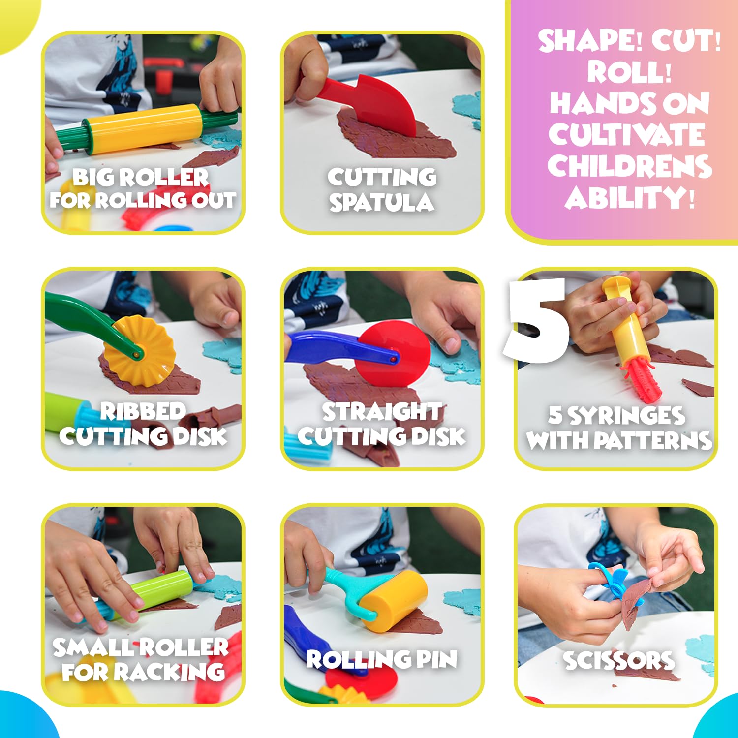 12-Piece Clay and Play Dough Tools Set for Kids Ages 3+ | Non-Toxic Modeling Dough Accessories Kit | Perfect for Arts & Crafts, Preschool Learning, and Creative Play at Home or School
