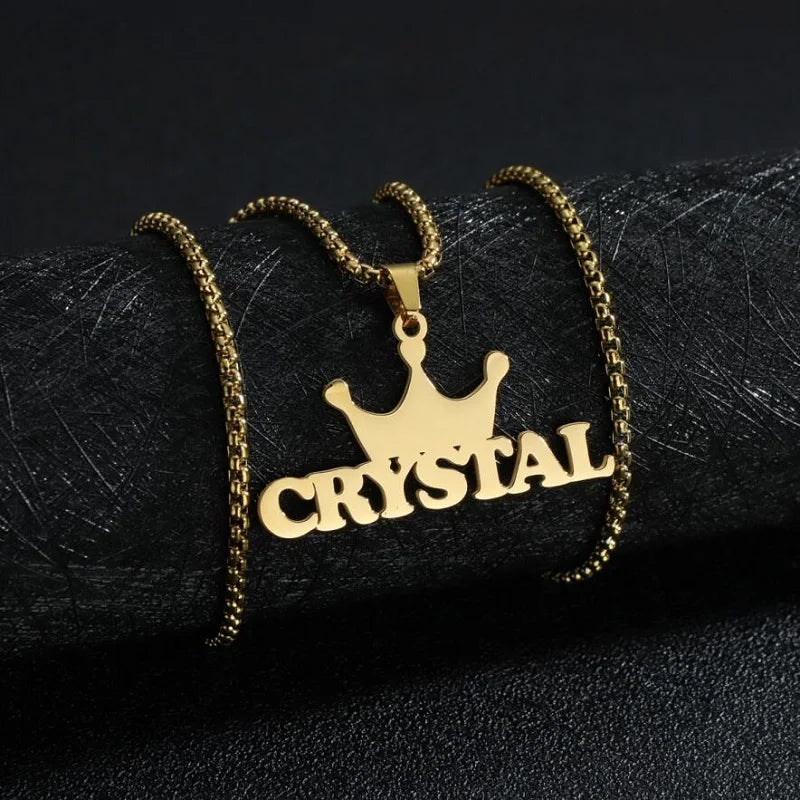 Personalized Crown Pendant Necklace for Women - Custom Name Initial Jewelry Gift for Birthday, Anniversary & Special Occasions | Perfect for Prom, Wedding & Everyday Elegance