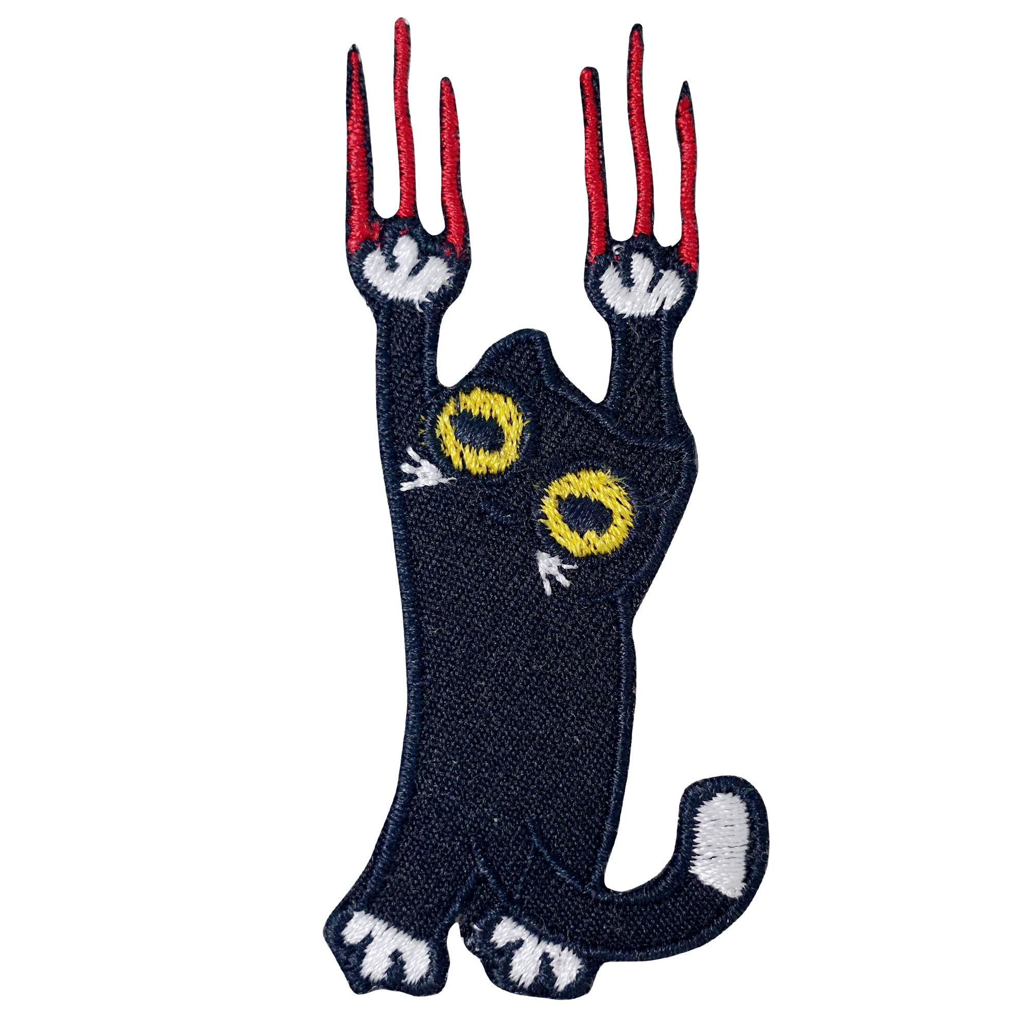 Black Cat Scratching Embroidered Iron-On Patch for Jeans, Hats & Bags - DIY Sew On Applique for Clothing Repair & Customization - Perfect for Denim Jackets, Backpacks & Caps