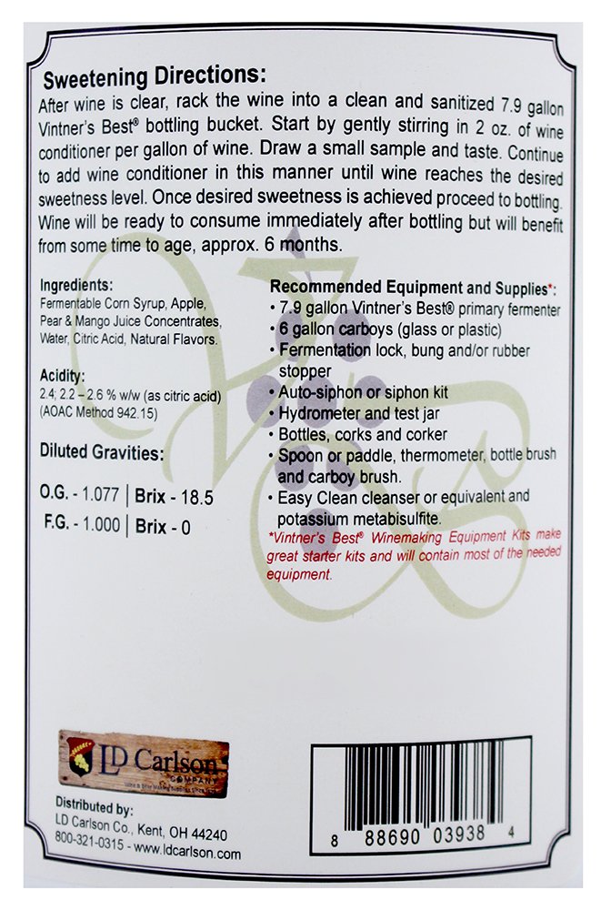 Vintners Best Mango Fruit Wine Base - Home Brew Ohio HOZQ8-1309 for Homemade Wine Making | Perfect for DIY Wine Kits, Fermentation & Flavoring