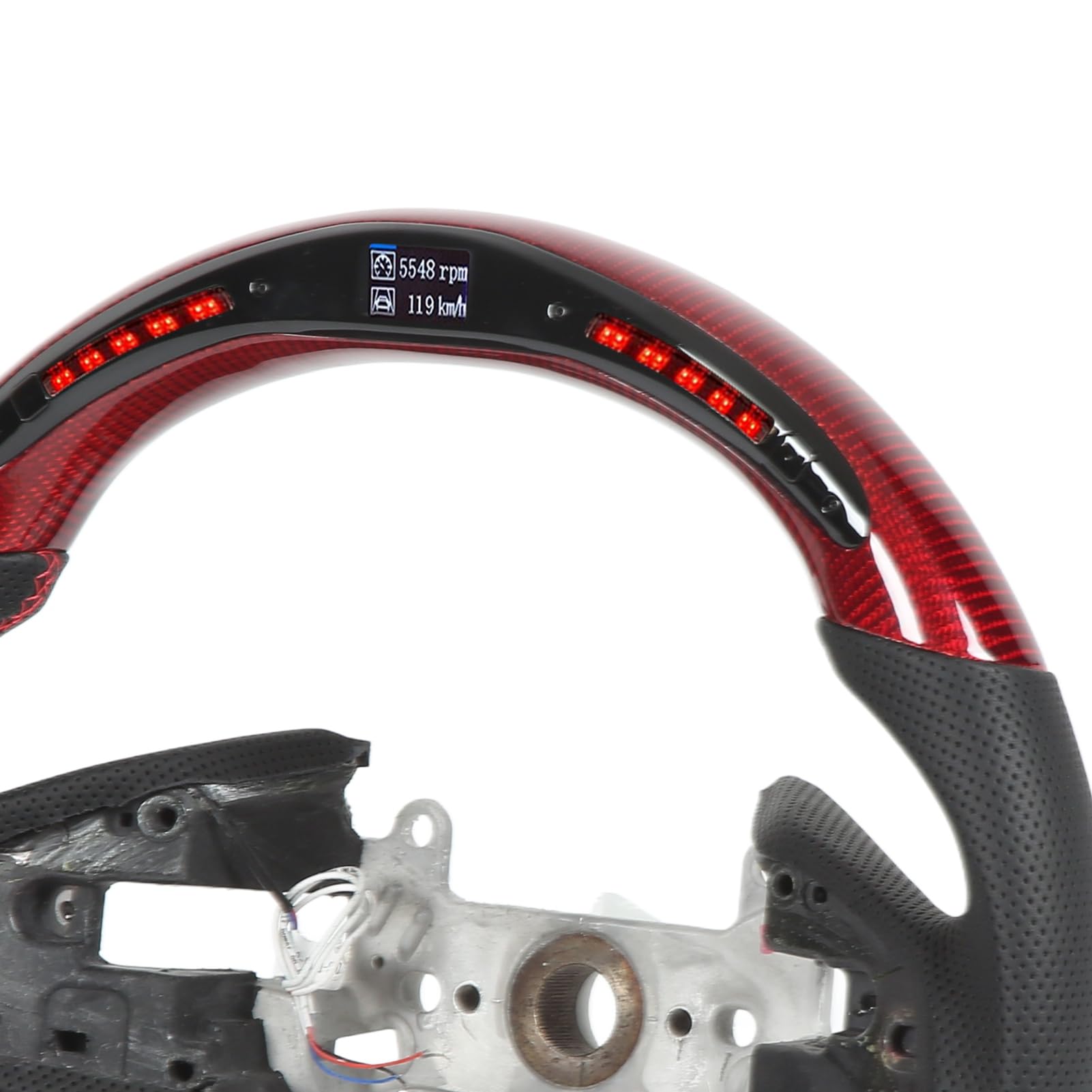Red Carbon Fiber LED Steering Wheel with Shift Lights - Compatible with Honda Civic Type R FK8 2016-2021 - Racing & Performance Driving Upgrade