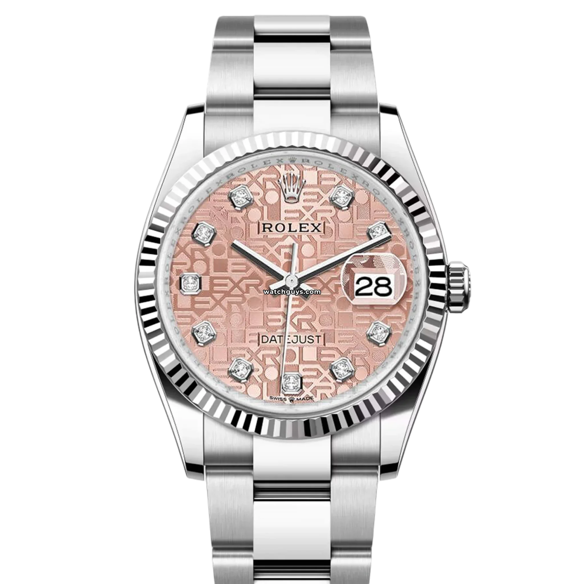 Rolex Datejust 126234 36mm Stainless Steel Watch with Pink Diamond Dial & Oyster Bracelet - Luxury Timepiece for Men, Perfect for Business Meetings & Special Occasions