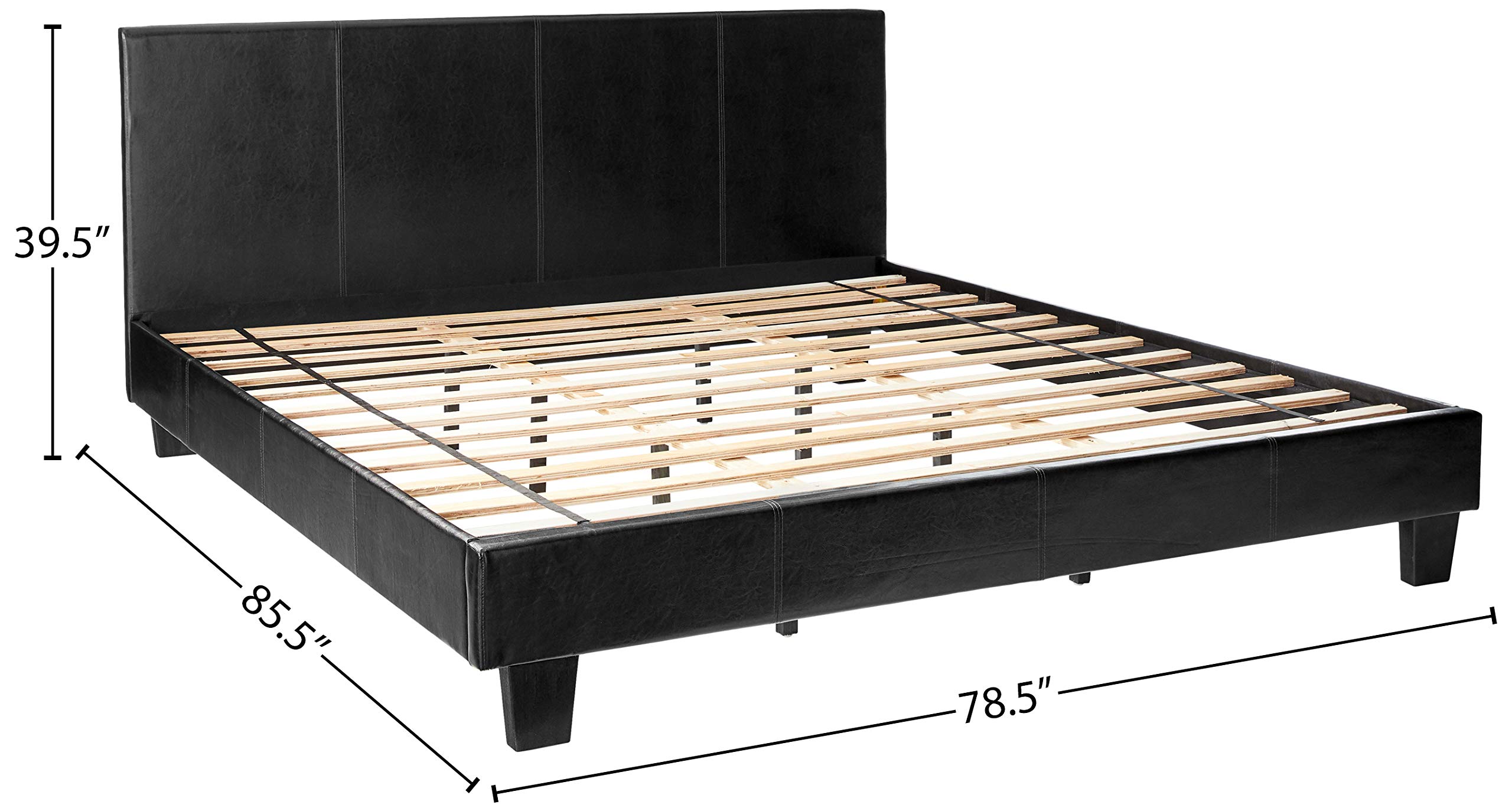 Furniture of America Rhinox Leatherette Platform Bed Frame - Eastern King Size, Espresso Brown Faux Leather - Modern Bedroom Furniture for Master Suite or Guest Room