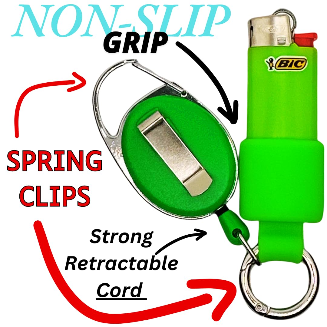 Retractable BIC Lighter Holder - 10 Colors Keychain for J5 Lighters | Camping & Outdoor Use