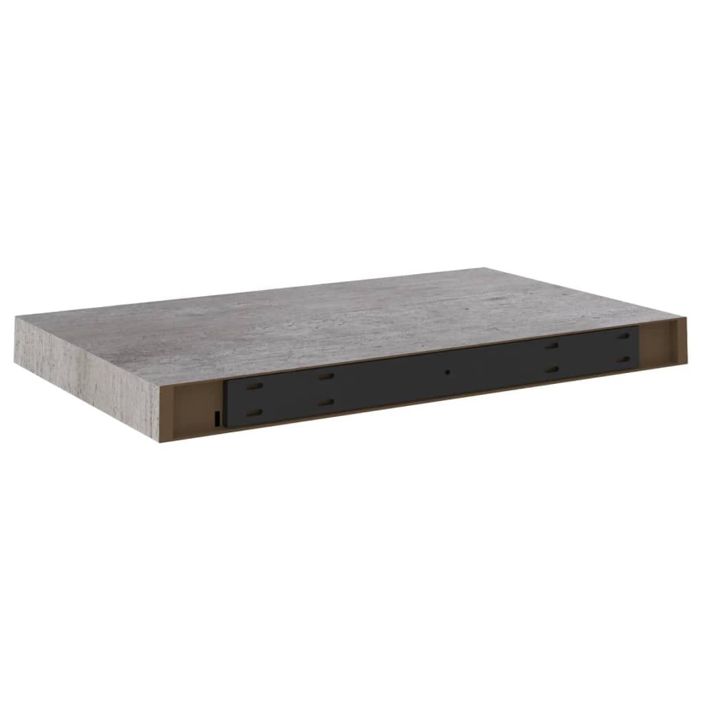 Floating Wall Shelf Set of 2 - Modern Concrete Gray MDF Wall Mounted Shelves 19.7