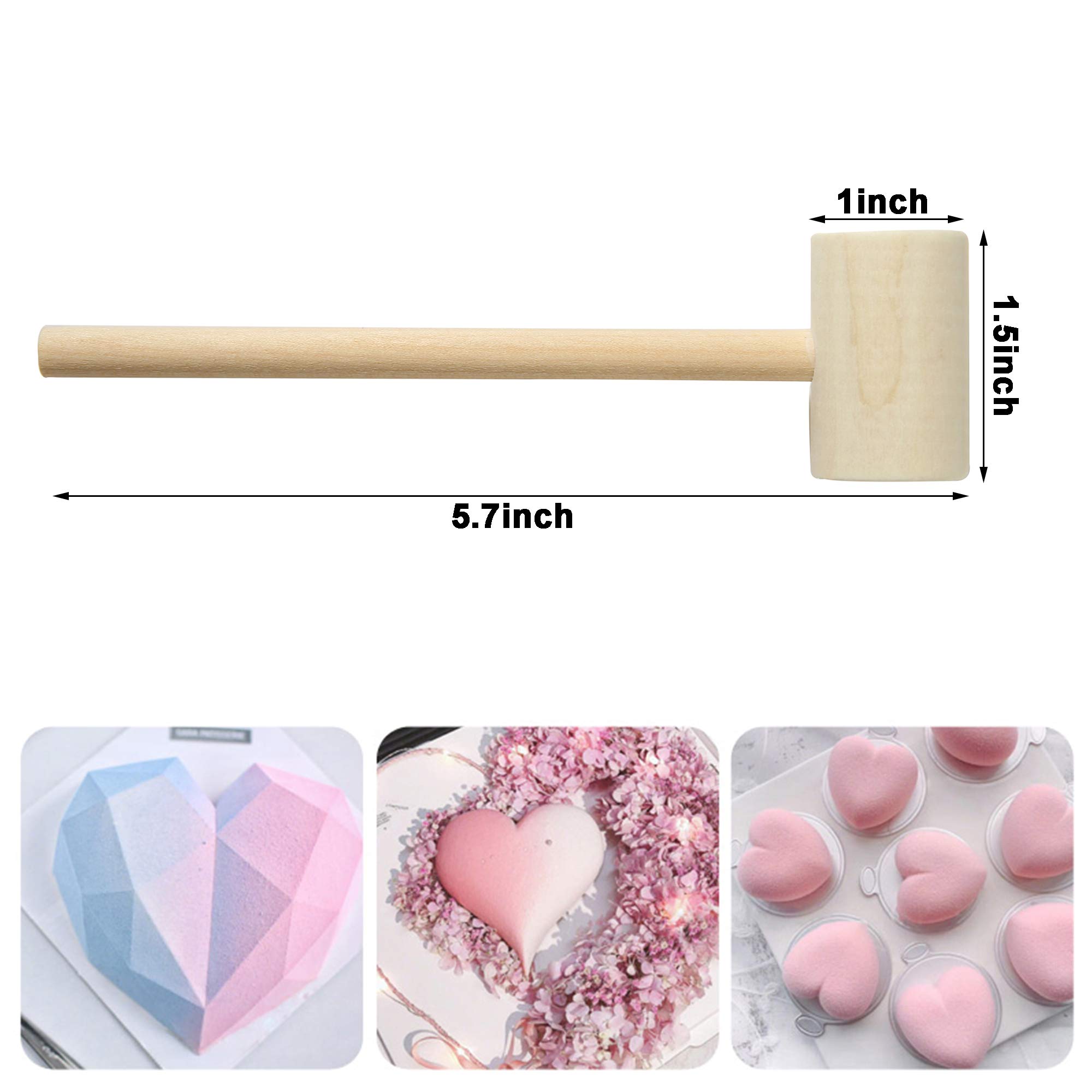 18-Piece Wooden Breakable Heart Hammers for Chocolate & Candy - Small Wooden Mallets for Baking, Party Favors, Valentine's Day Gifts & DIY Dessert Decorations