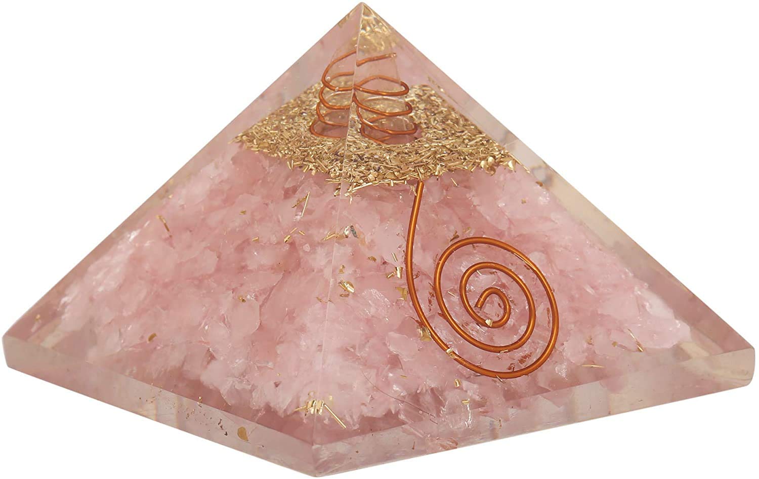 Rose Quartz Orgone Pyramid - EMF Protection & Healing Crystal for Home, Office, Meditation | Energy Generator for Positive Vibes & Stress Relief