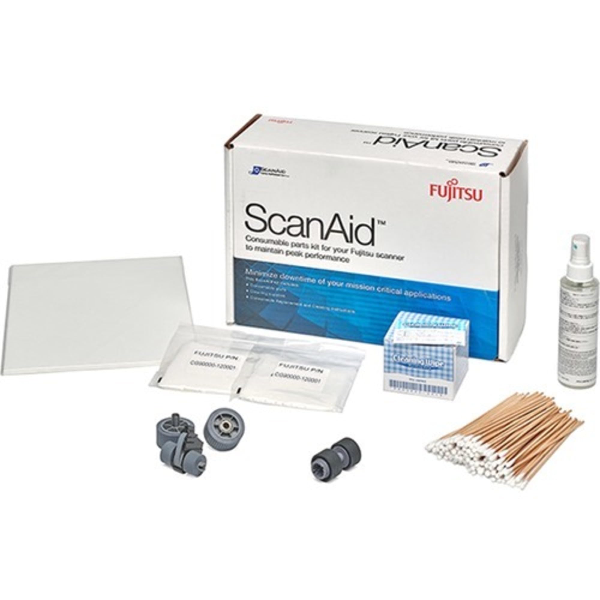 Original ScanAid Cleaning Kit for Fujitsu fi-7600 & fi-7700 Scanners | Genuine Replacement Parts & Maintenance Supplies | Perfect for Office Document Scanning & Archiving