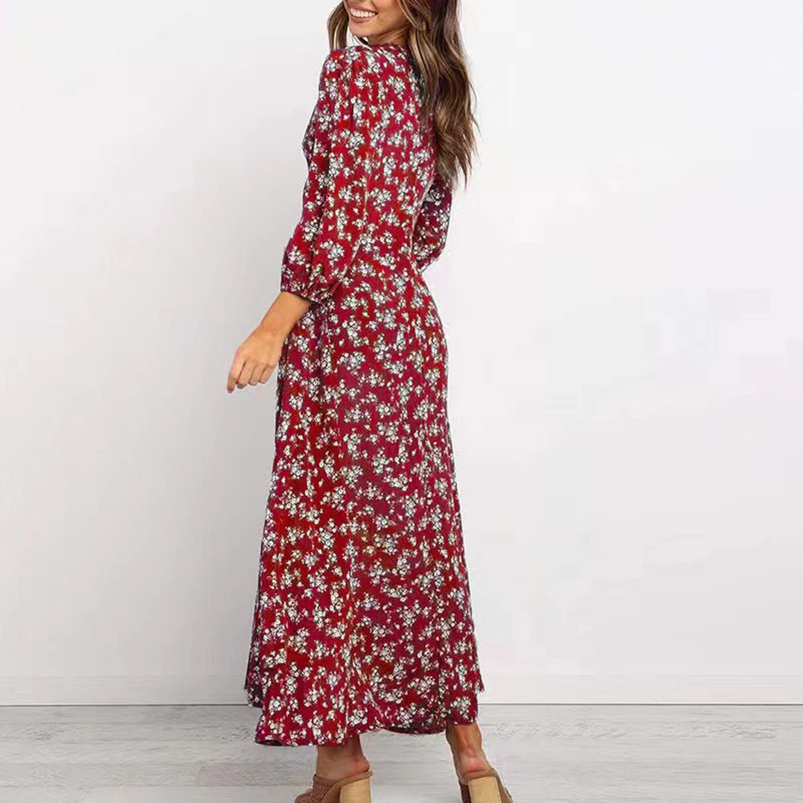 2024 Women's Summer Long Sleeve Bohemian Floral Maxi Dress - Casual Party & Prom Dress for Spring & Summer | Beach Wedding, Vacation & Outdoor Events