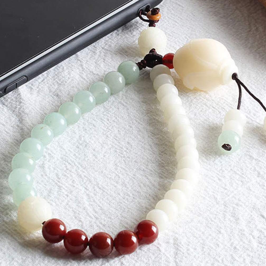 Hemobllo Beaded Phone Lanyard - Jade Charm Cell Phone Strap with Adjustable Rope Chain for iPhone, Samsung, Android - Stylish Accessory for Work, Travel, and Everyday Use
