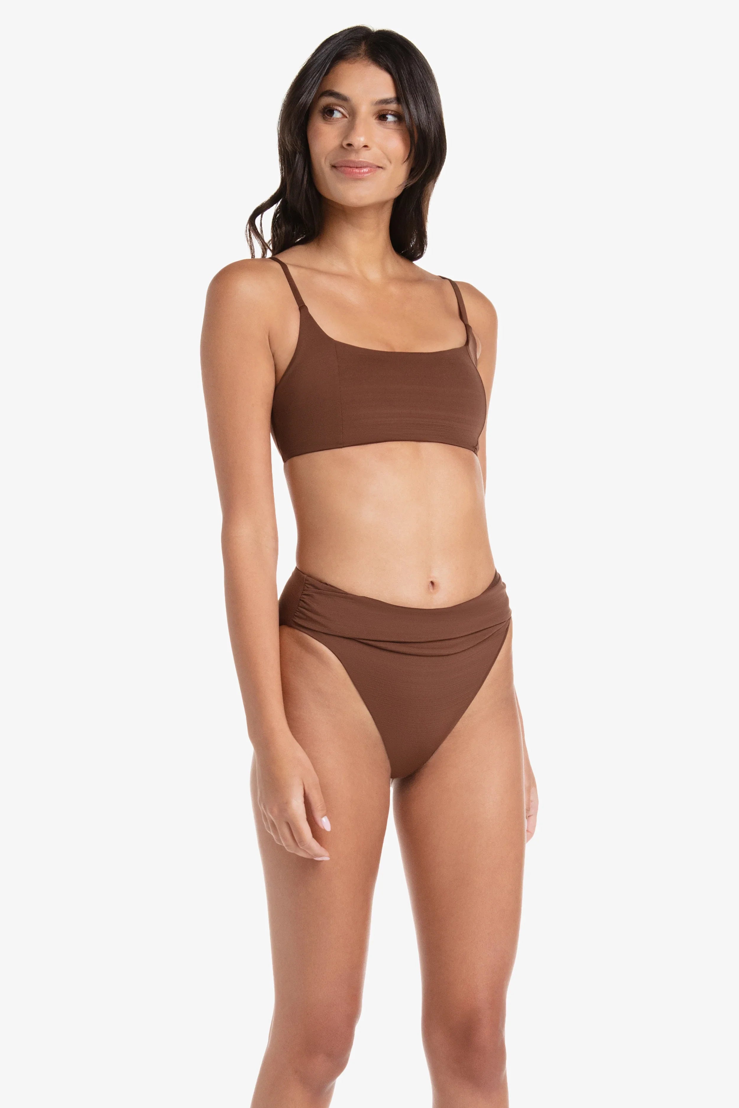 Elegant Ballet Bralette in Textured Chocolate Brown - Perfect for Dance, Yoga, and Everyday Comfort
