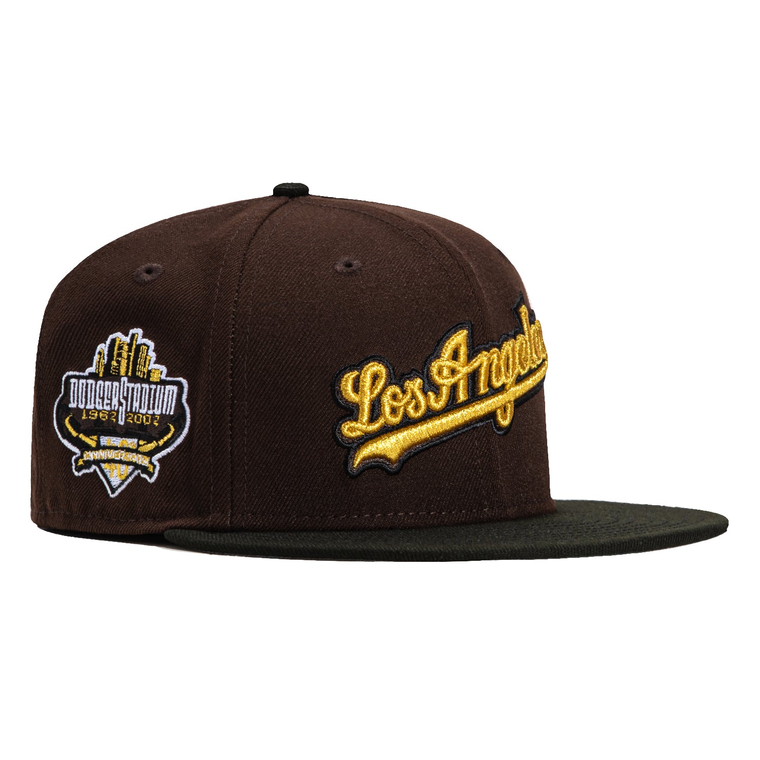 New Era 59Fifty Los Angeles Dodgers 40th Anniversary Snapback Hat with Stadium Patch - Brown, Black & Metallic Gold | Official MLB Baseball Cap for Men & Women | Perfect for Games, Collecting & Streetwear Fashion