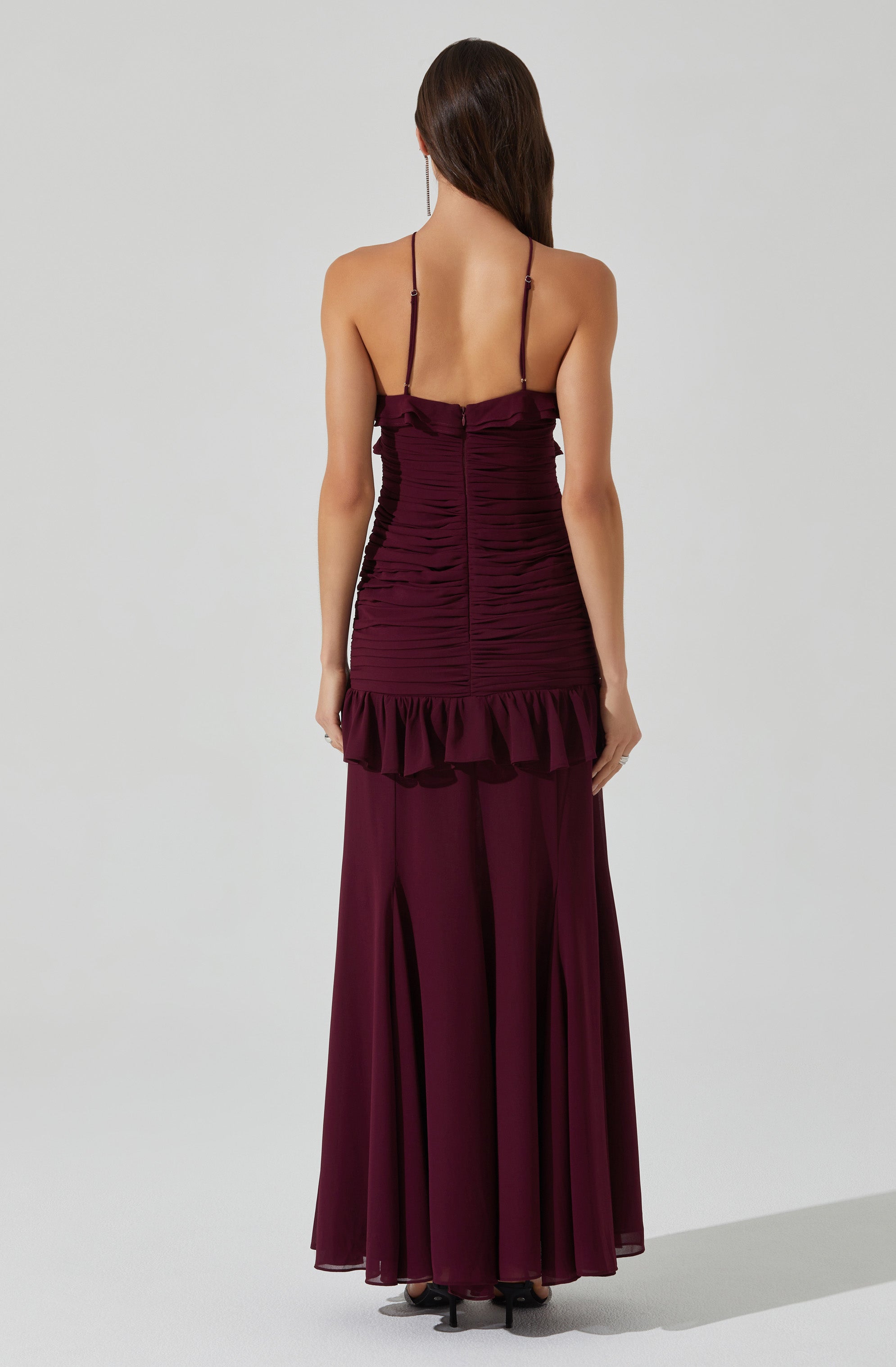 Sandora Women's Ruffle Detail Maxi Dress - Elegant Flowy Long Dress for Summer, Beach, Party & Special Occasions